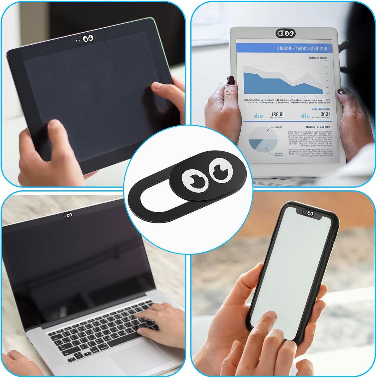 AOZUO 8PCS Thin Webcam Cover Slide, Phone Camera Cover Laptop Camera Blocker Slider Strong Adhesive Protect Privacy