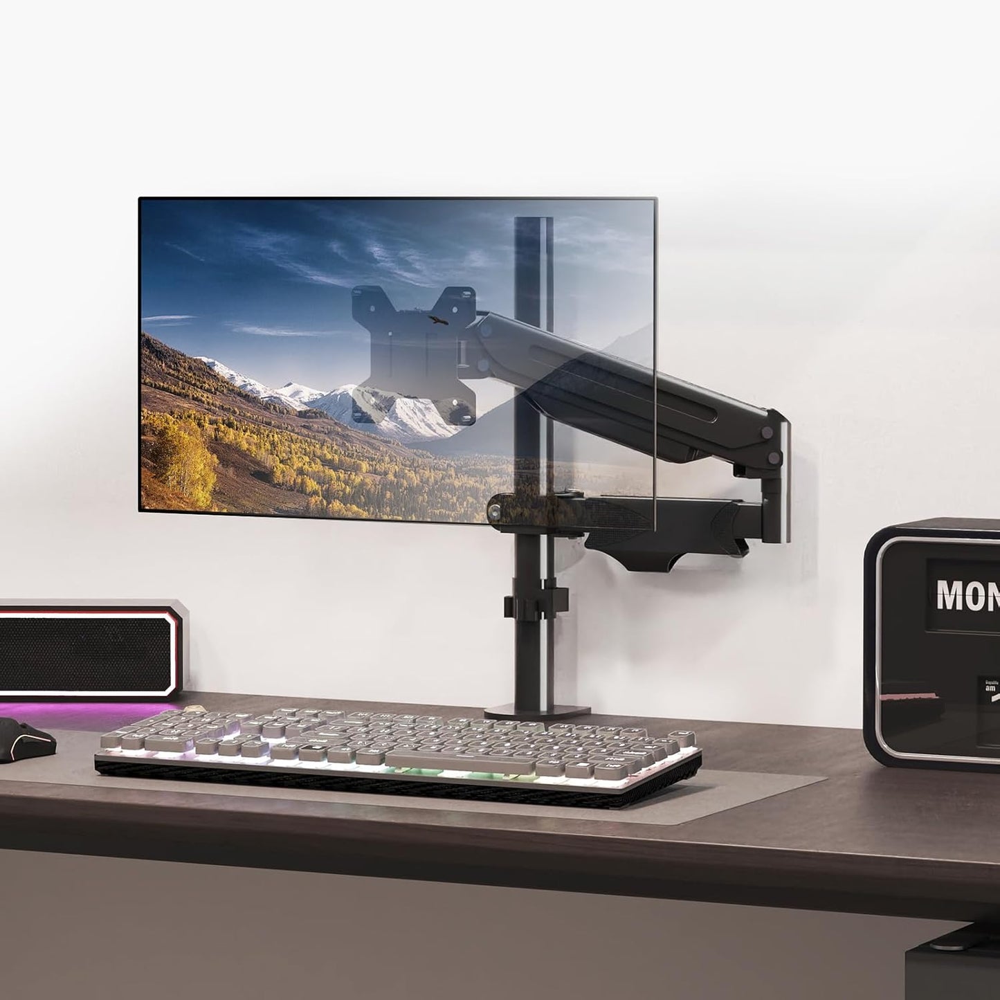 35MM 13-32Inches, 22.0 lbs, 75-100mm MD8411DB Pholiten Single Monitor Arm, Gas Type Display Arm, Double Articulated