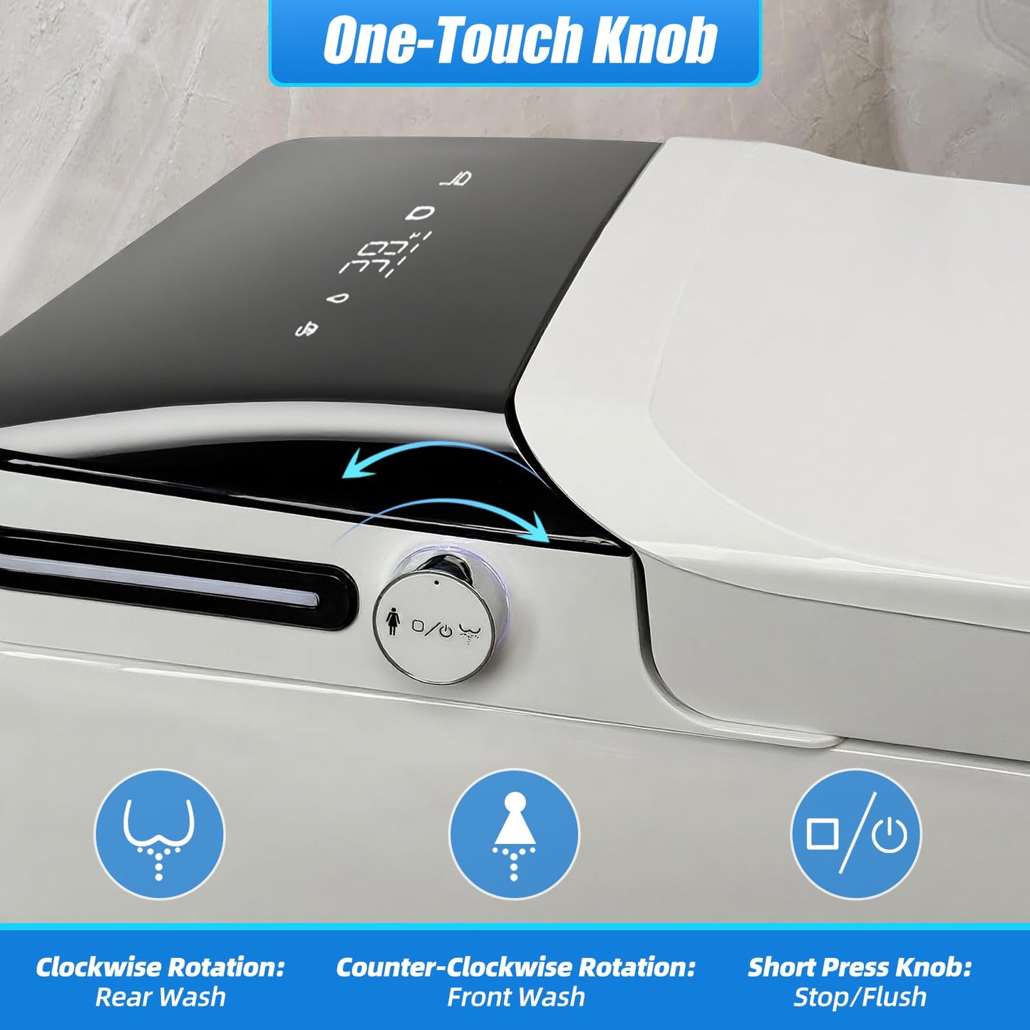 Smart Toilet with Bidet Built In, Auto Open, Heated Seat & Dual Auto Flush, Foot Sensor, Tankless Modern Elongated Electric Toilet with Warm Water Wash, Air Dryer, LED Display & 1000g MaP Flush