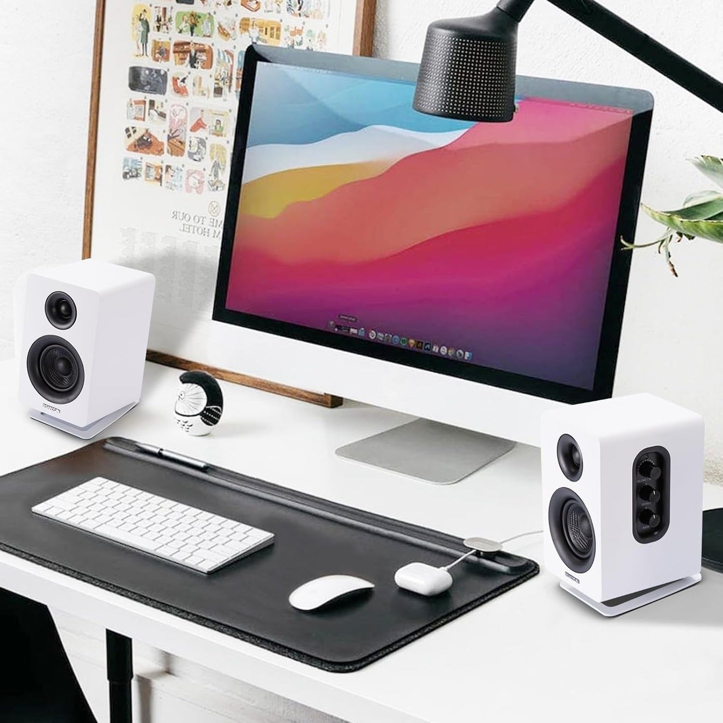 Sanyun SW601 15 2''-3'' Tilted Desk Speaker Stands for Compact Computer PC Bookshelf Monitor Speakers, Steel Metal Base