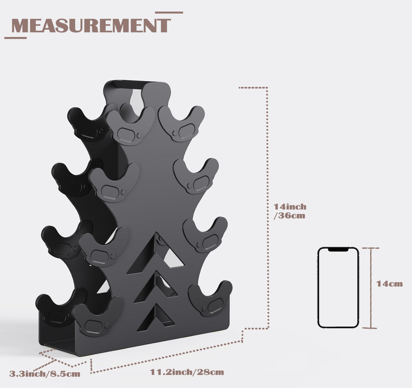 Lovind Dumbbell Rack, Stand Only, No Install Needed Small Weight Rack with Dumbbell Protector Edge,Suitable for Rubber-Coated Dumbbells