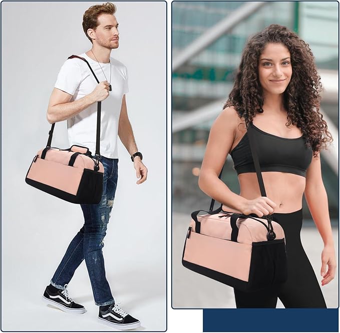 Small Gym Bag with Wet Pocket - 14 inch Mini Duffle Bag for Men & Women Lightweight Carry On Bag for Travel Sport - Pink