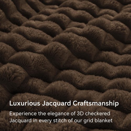 BEDELITE Brown Throw Blanket for Couch and Bed- Super Soft and Warm 3D Checkered Fluffy Fuzzy Fleece Blanket, Luxurious Plush Cozy Blanket for Room Decor Spring, 50x60 inches