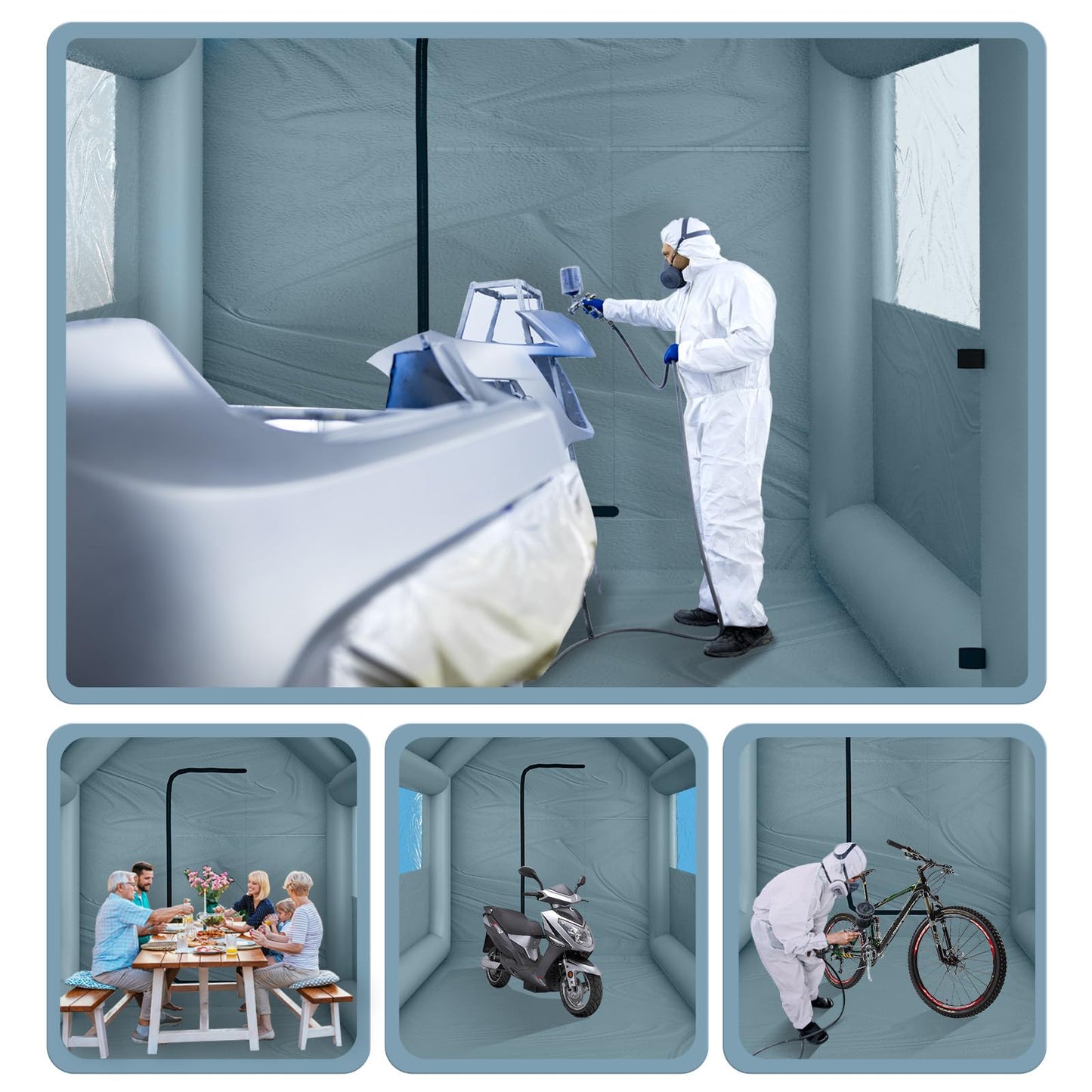 XHYCPY Inflatable Paint Booth 20 x 13.5 x 9.7ft Portable Inflatable Spray Booth Tent with 1100W Blower for DIY Spray Car Parts Painting
