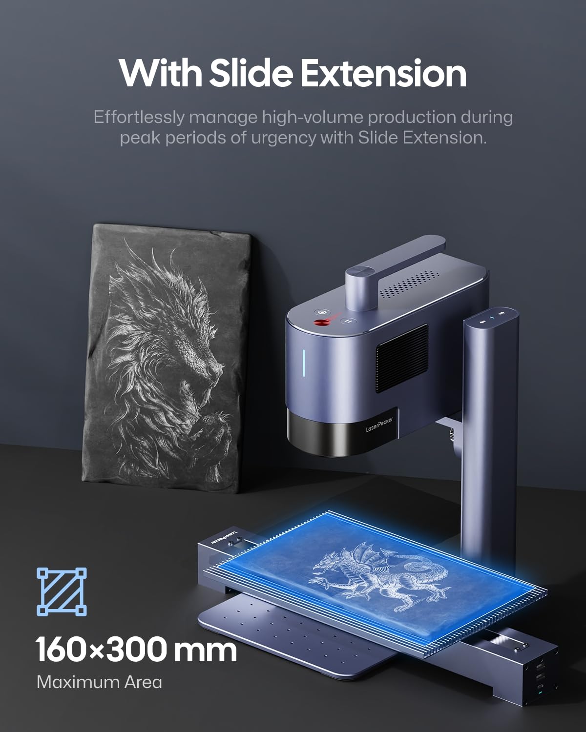 LaserPecker LP5 Smart Dual 20W Fiber + Diode Laser Engraver Cutter with Rotary Extension, Slide Extension & Air Purifier, 3D Embossing, Color Engraving, Ideal for On-site Customization