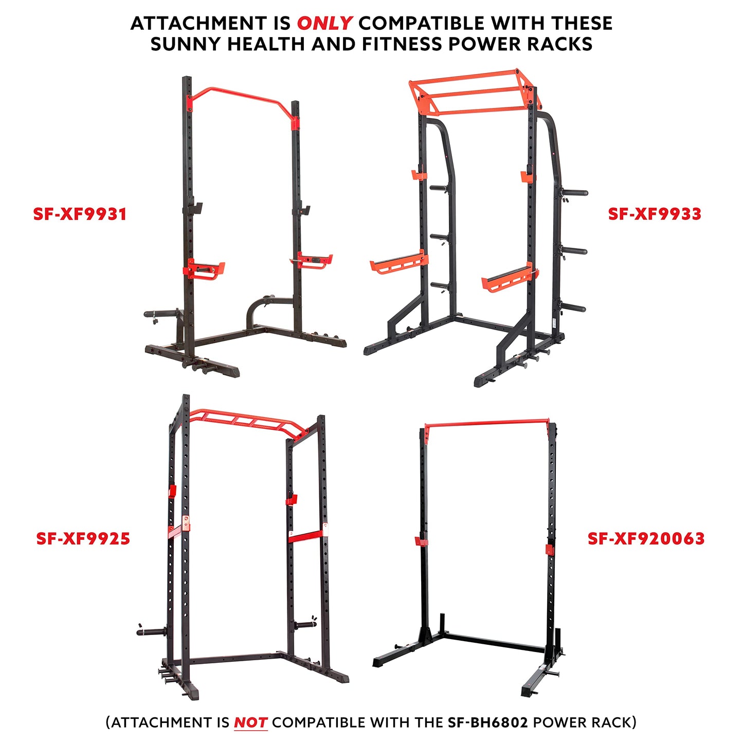 Sunny Health & Fitness J-Hook Attachment for Power Racks and Cages – SF-XFA007