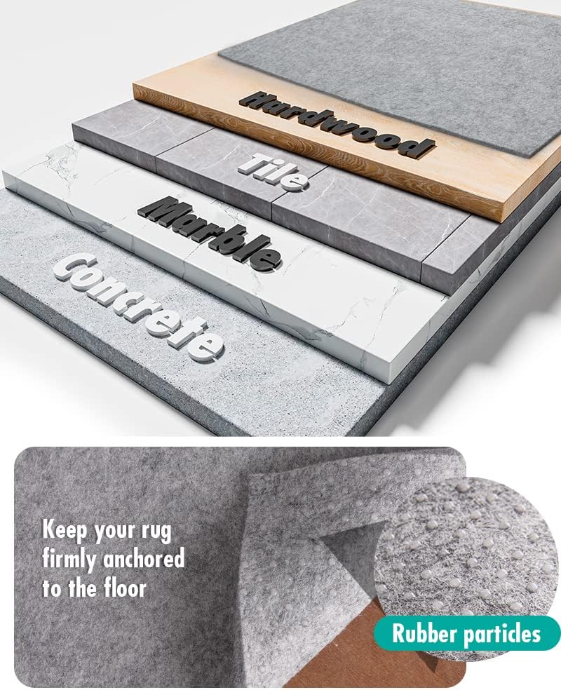 Skiennix Non-Slip Rug Pad Gripper - Extra Thick 1/4” Felt for Area Rugs & Hardwood Floors - 8x10 Feet
