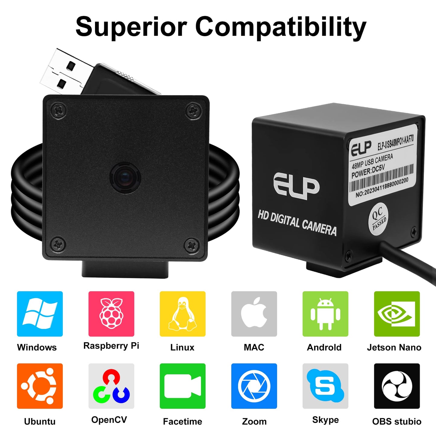 SVPRO Autofocus USB Camera 48MP 8000x6000 High Definition UVC Plug & Play Industrial Camera for 3D Printer, Machine Vision