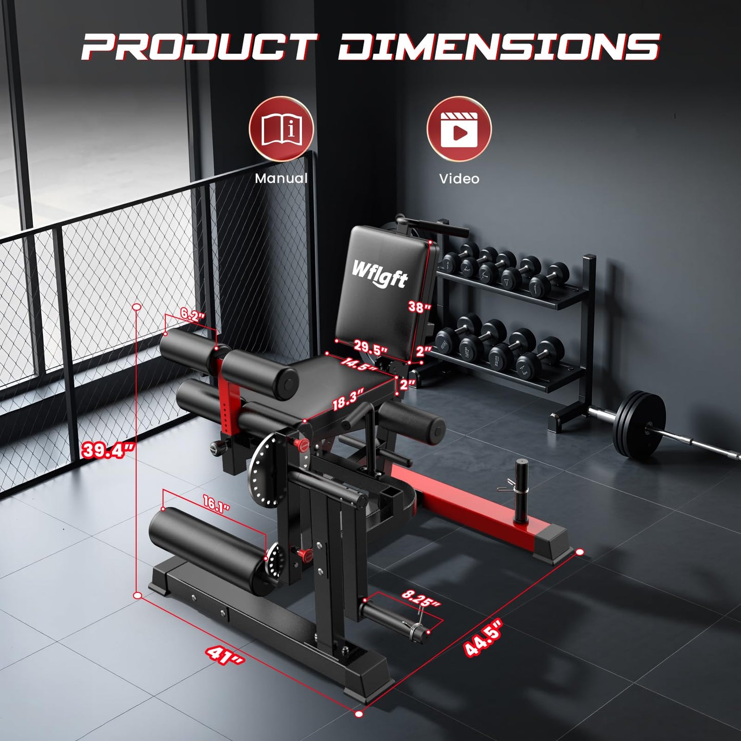 Leg Extension and Curl Machine,Adjustable Leg Curl Machine for Home Gym,4 in 1 Lower Body Workout Machine with 1000LB Capacity,Leg Workout Equipment Compatible with 1" and 2" Plates