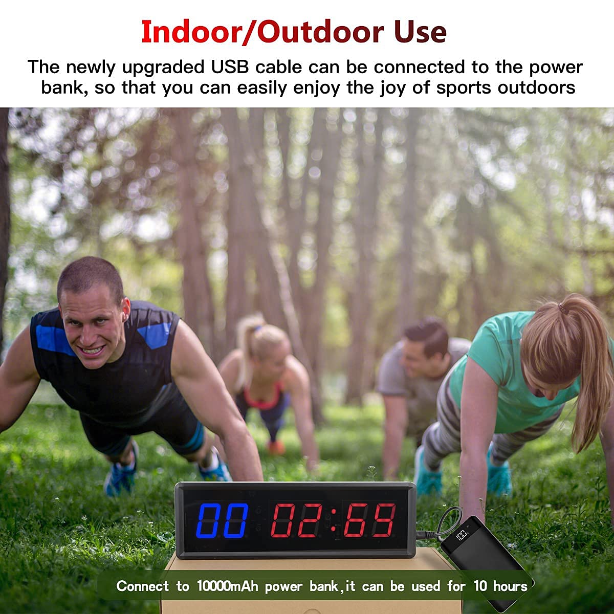 Gym Timer 1.5" LED Interval Timer Workout Timer Clock Stopwatch Timer Count Down/Up with Remote, Home Gym Garage Fitness with Buzzer,Digital Interval Training Timer for Classroom and Outdoor