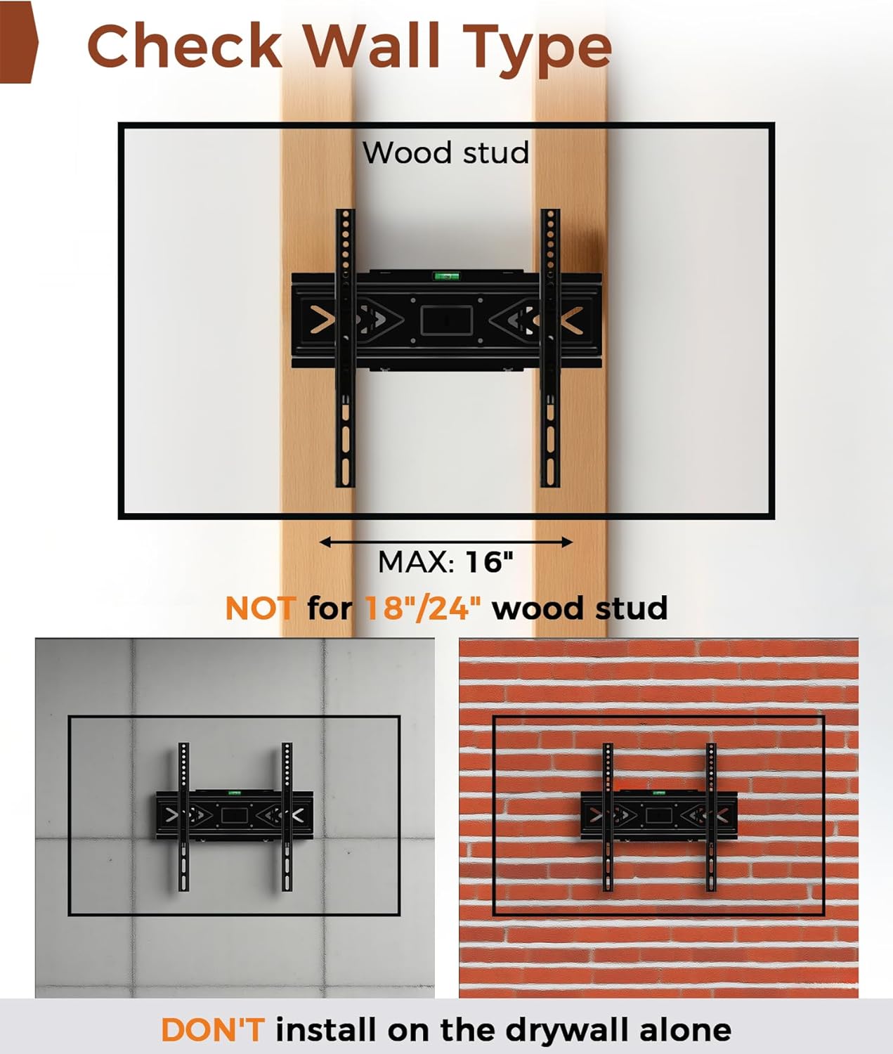 Solid As Mountain 50 55 65 inch 32-65 inch 400x400mm, 12" 16" 77 lbs TV Wall Mount for TVs, Full Motion Wall Mount TV