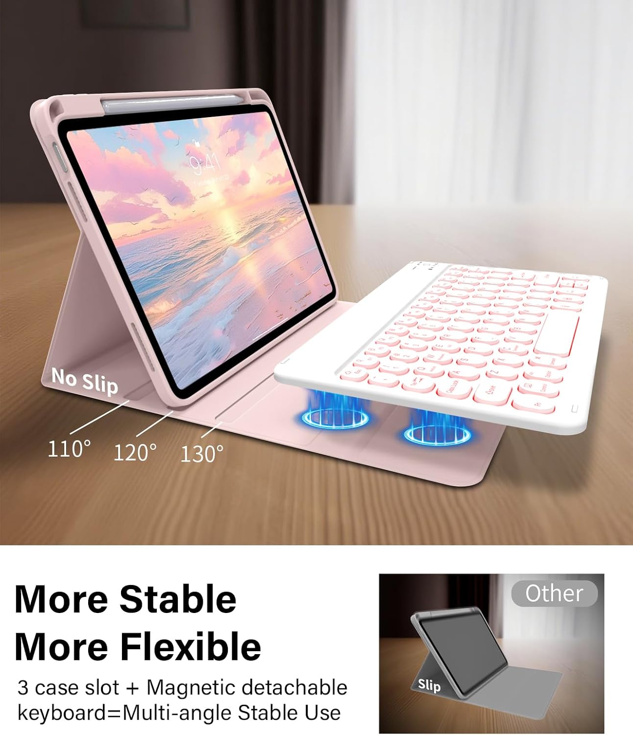 JKSML (A16) 11th/10th 7 10.9" (2022)/ 11" (2025) for iPad Gen case with Keyboard, Round Key, Color Backlit, Detachable