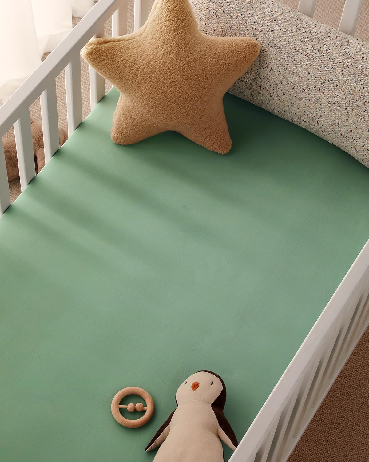 Yoofoss Baby Crib Sheets - Ultra Soft Microfiber Fitted Sheets for Standard Crib & Toddler Mattress | 52x28, Green Flower Design