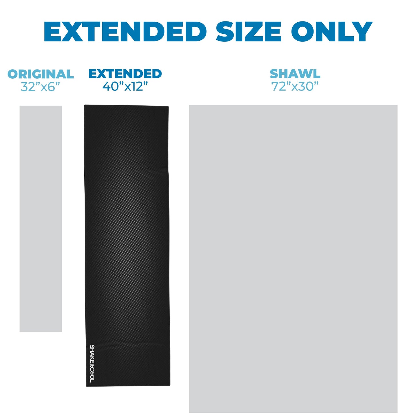 SHAKEitCOOL Extended Size Cooling Towel β Be Cool in Style - Heat Relief, Soft, Lightweight, Sun Protection, Easy Clean - Perfect for Biking, Hiking, Running, Yoga, Golf, Gardening - Carbon Fiber M