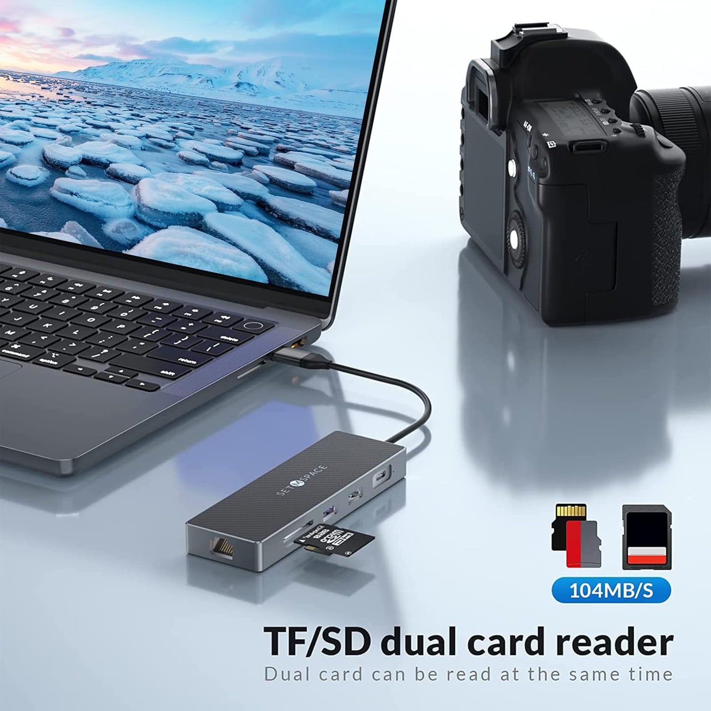 SETMSPACE 10 1 1000M, 100W, 3.0, 4 7.87in USB C Docking Station, Laptop Docking Station in with Ethernet USB C Hub
