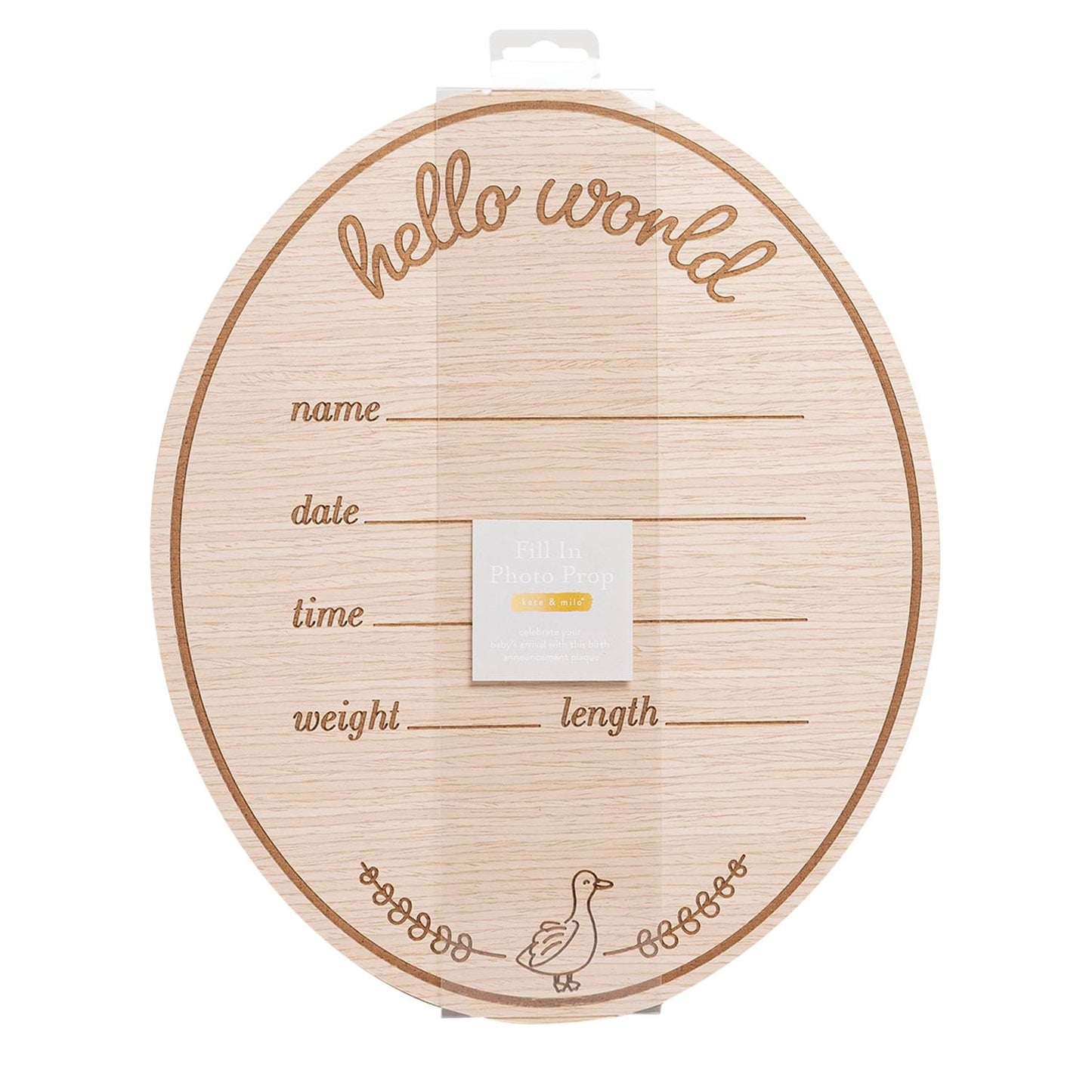 Kate & Milo Wooden Hello Baby Birth Announcement Photo Prop, Goose Design, Personalized Newborn Milestone Sign