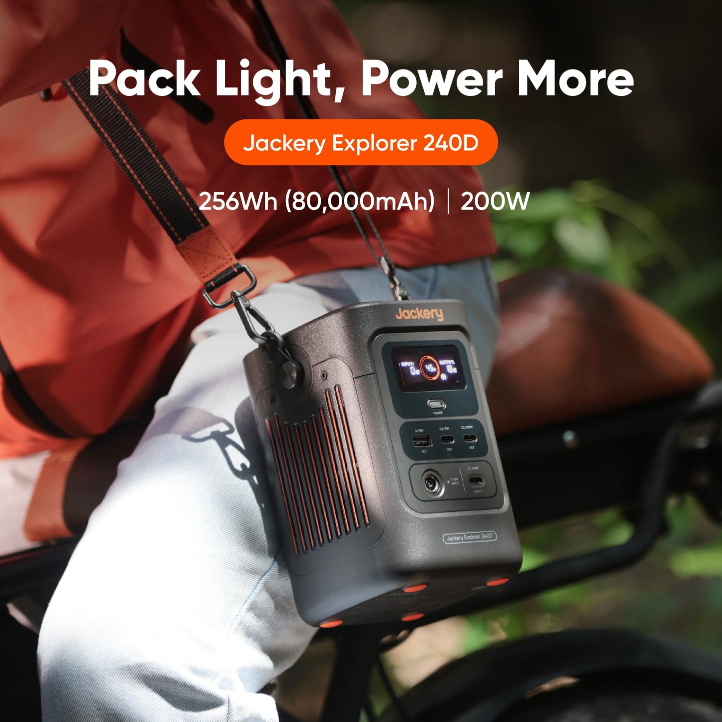 Jackery Explorer 240D Power Bank, 80,000mAh LiFePO4 Battery Portable Power Station, 200W DC Output,1-Hour Fast Charging, Compact for Outdoor Camping, Travel, Emergencies
