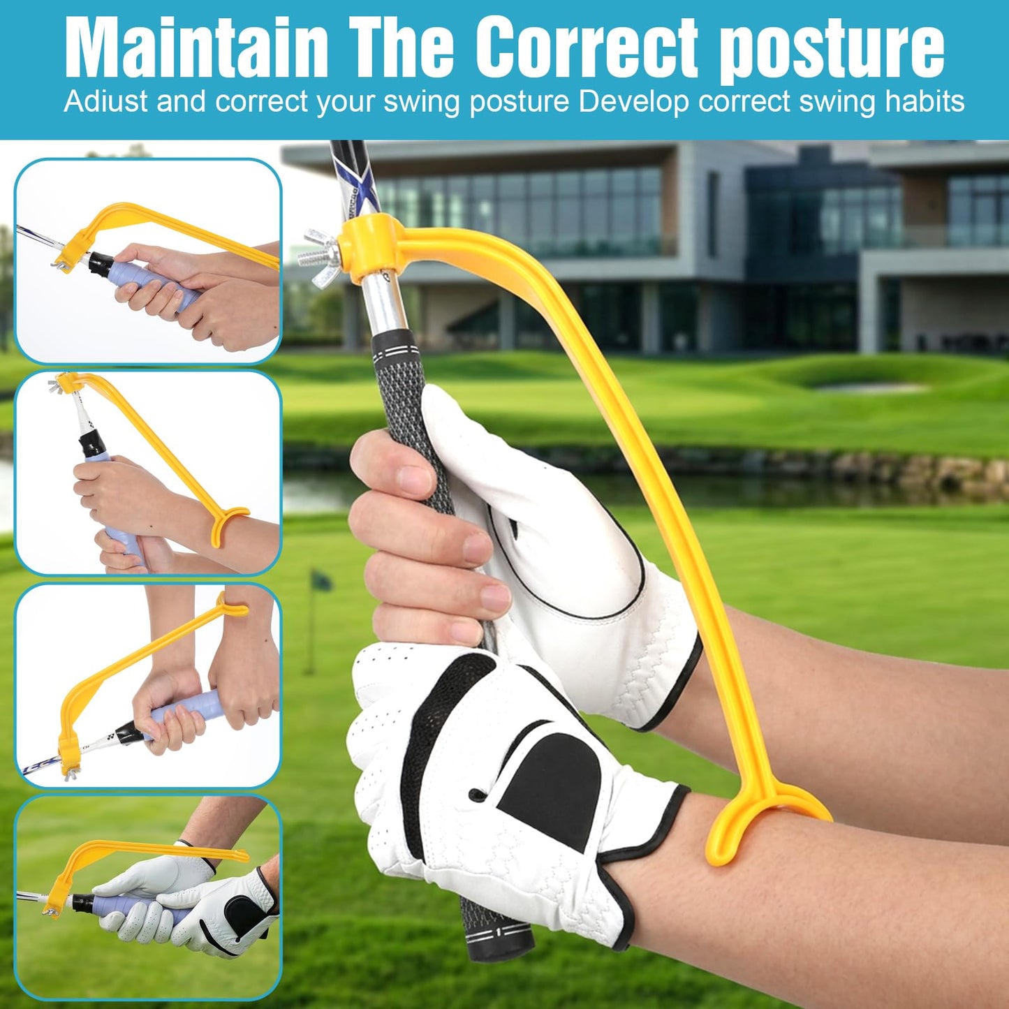 Sorcristy Golf Training Wrist Hinge and Swing Correcting Arm Band, Golf Swing Training Aid for Golfers Beginners Arm Elbow Posture Teaching Accessory for Club Practice