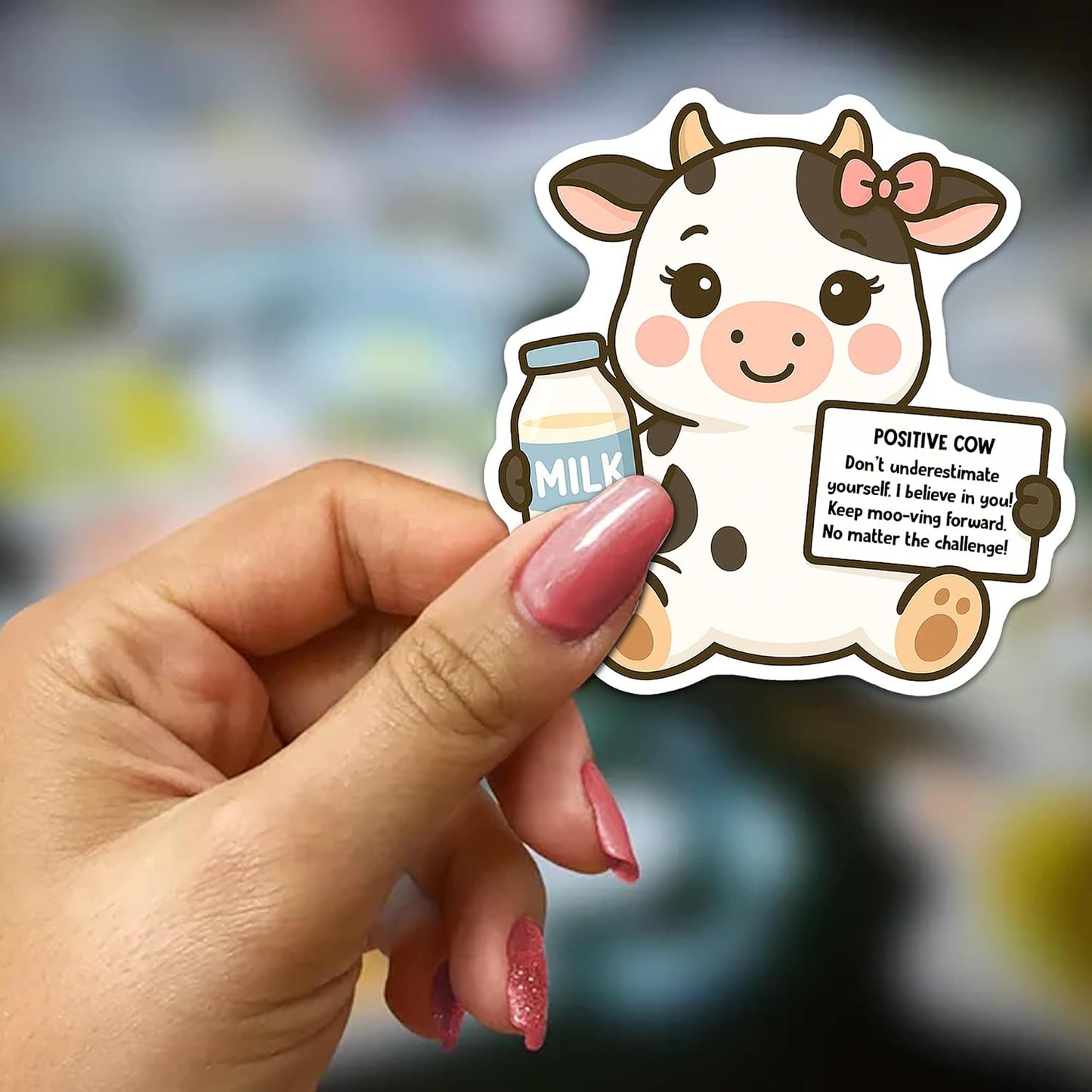 3Pcs Dairy Cow Sticker Decals Vinyl Waterproof - Journaling Self-Affirmation Positive Dairy Cow Sticker for Water