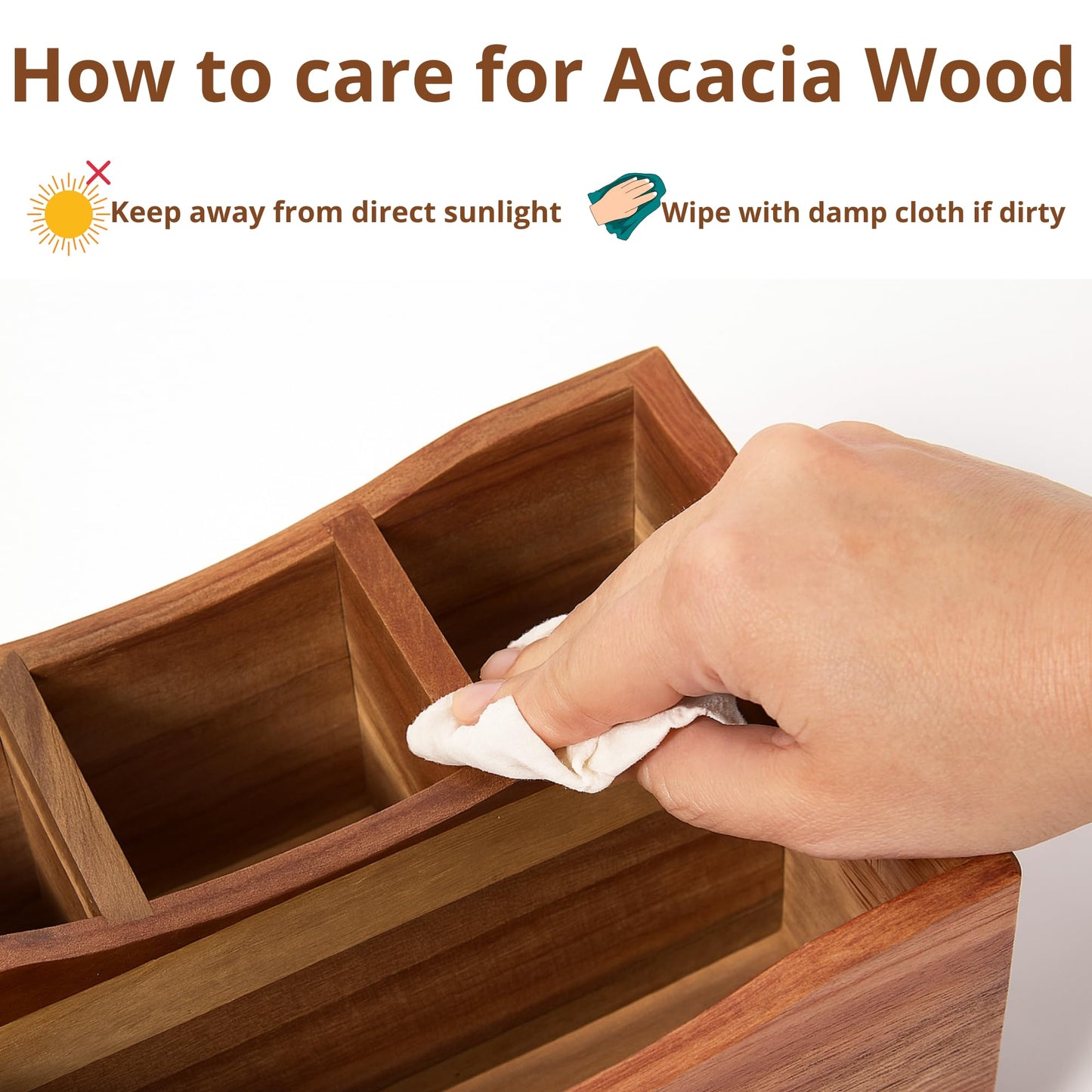 Utensil Caddy for Parties - Acacia Wood Silverware Caddy for Party Kitchen Countertop - Utensil Holder for Party Kitchen Counter - Cutlery Flatware Caddy Silverware Holder for Countertop Organizer