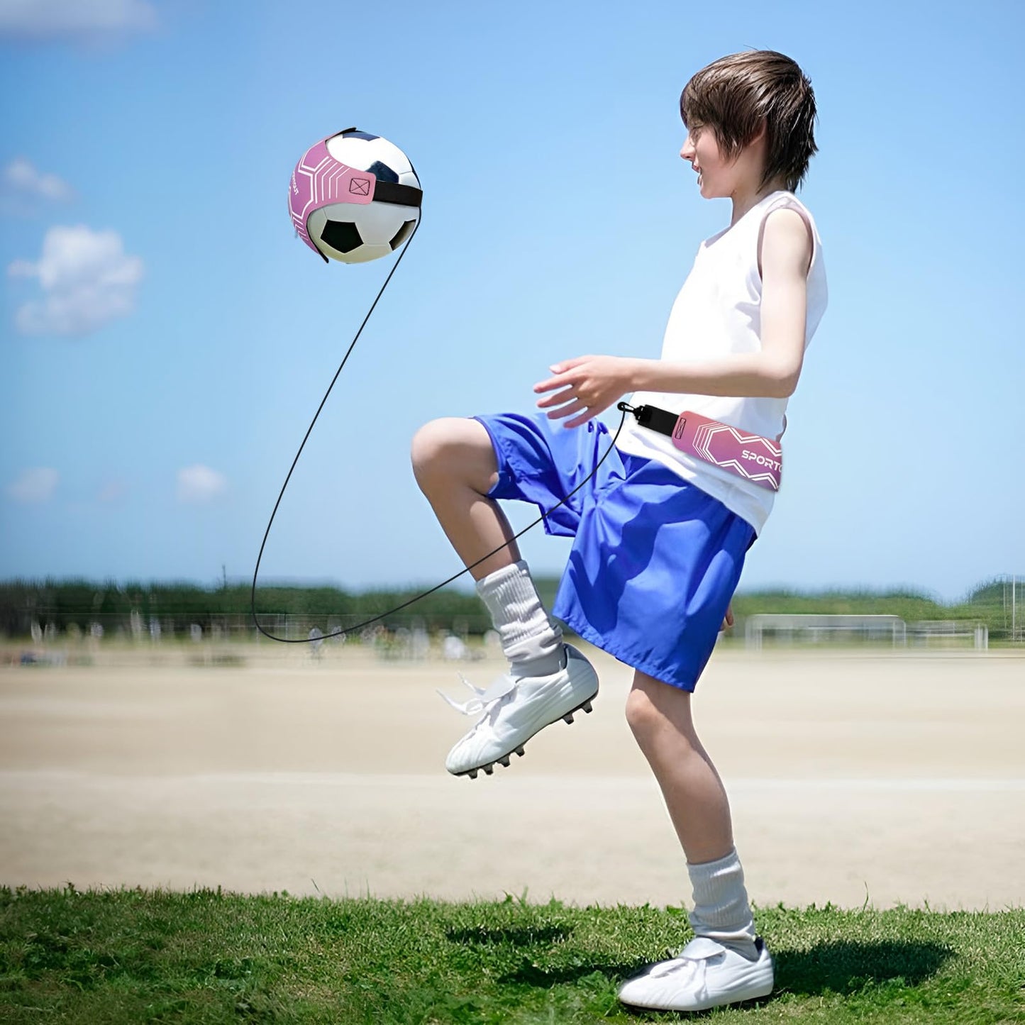 Sportout Soccer/Volleyball Training Equipment Aid, Solo Soccer Trainer, Football Accessories with Adjustable Waist Belt for Kids Adults