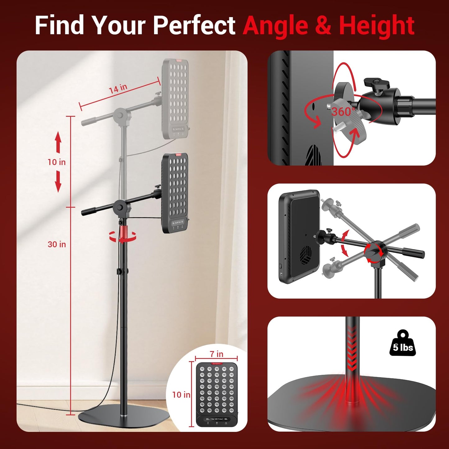 Comfytemp 55W High-Output (3X Intensity) Red Light Therapy for Face & Body, 143mW/cm² at 6 in Near Infrared Light Lamp, 660nm & 850nm LED Light Panel with Stand Home Use, Gifts for Women Men Mom Dad