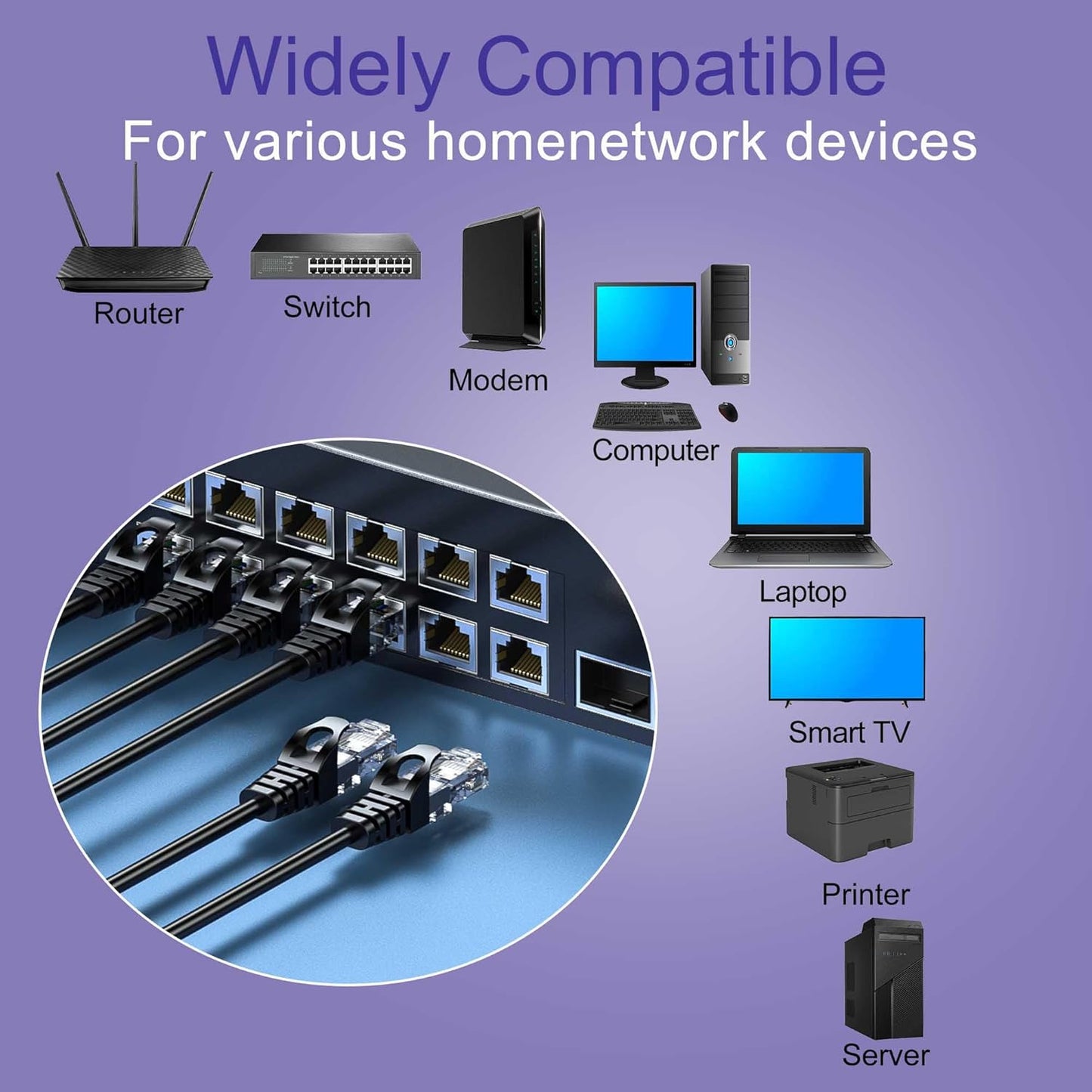 10Gsupxsel 6 25FT Cat6 10Gbps, Cat6 6 Cat Ethernet Cable Outdoor&Indoor, Ethernet Patch Cable High-Speed UTP Network