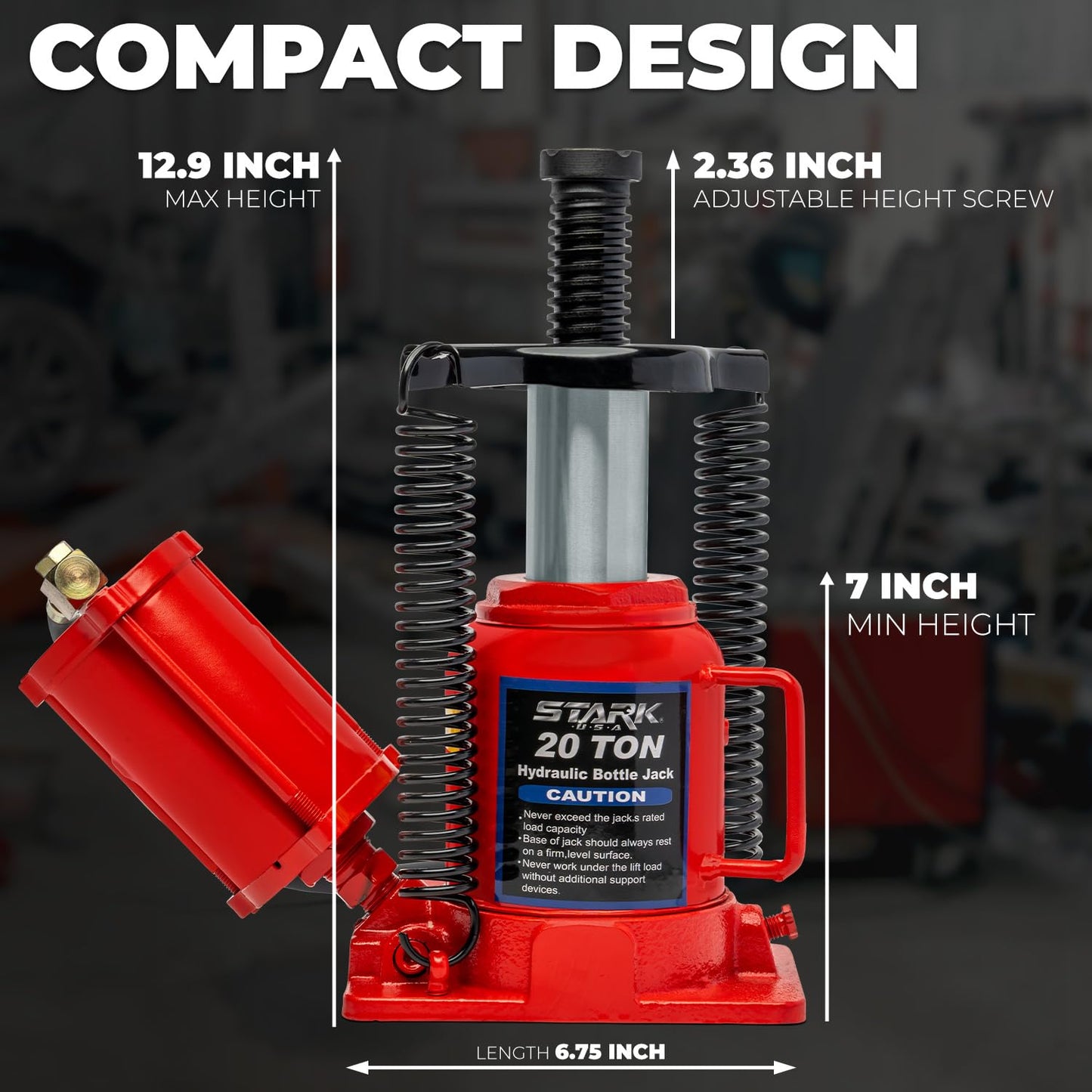 Stark USA 20-Ton Portable Hydraulic Bottle Jack Air-Operated Pneumatic Lift Low Profile Manual Air Jack, Auto Truck Travel Trailer Repair (44000 LBS)