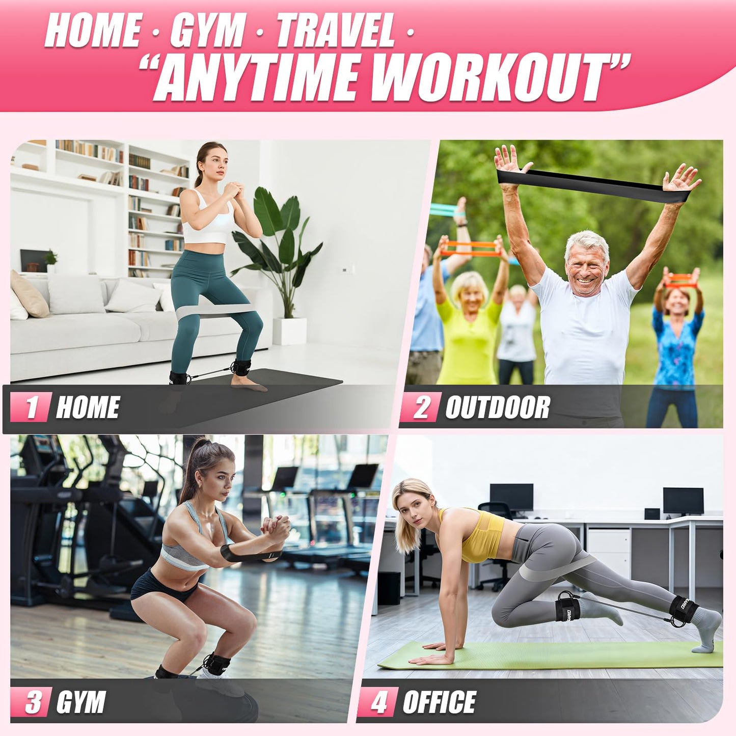 Ankle Resistance Bands with Cuffs, Resistance Bands Set for Working Out, Leg and Glute Exercise Bands – Home Gym Workout Equipment for Women, Booty Building, Pilates, Rehab, Physical Therapy