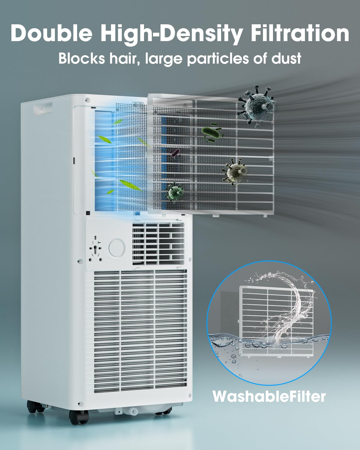 Lovewind 10000 BTU Portable Air Conditioners, Cool Up to 450 Sq.Ft, 4 IN 1 Quiet Portable AC Unit with Remote Control, Dehumidifier & Fan Modes, LED Display, 24H Timer, Installation Kits, White