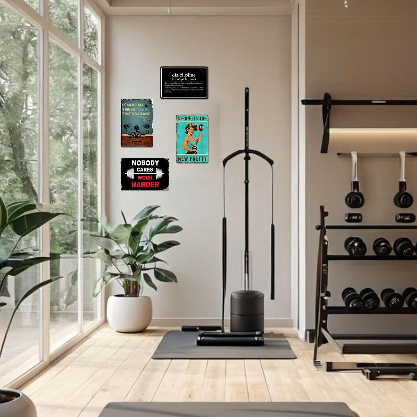 Discipline Poster Gym Sign Workout Posters for Home Gym Motivational Metal Wall Art Decor Funny Fitness Tin Signs Inspirational Posters for Garage Room Accessories 8x12 Inch