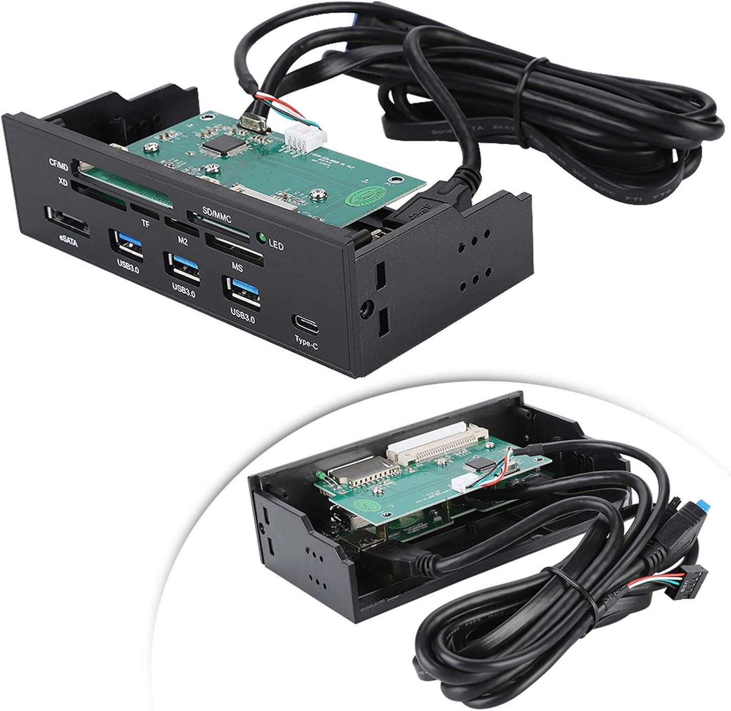 ciciglow 5.25inches 3.0 3.1 M2, 64G Internal Card Reader, USB Interface Multifunction Internal Card Reader Dashboard PC