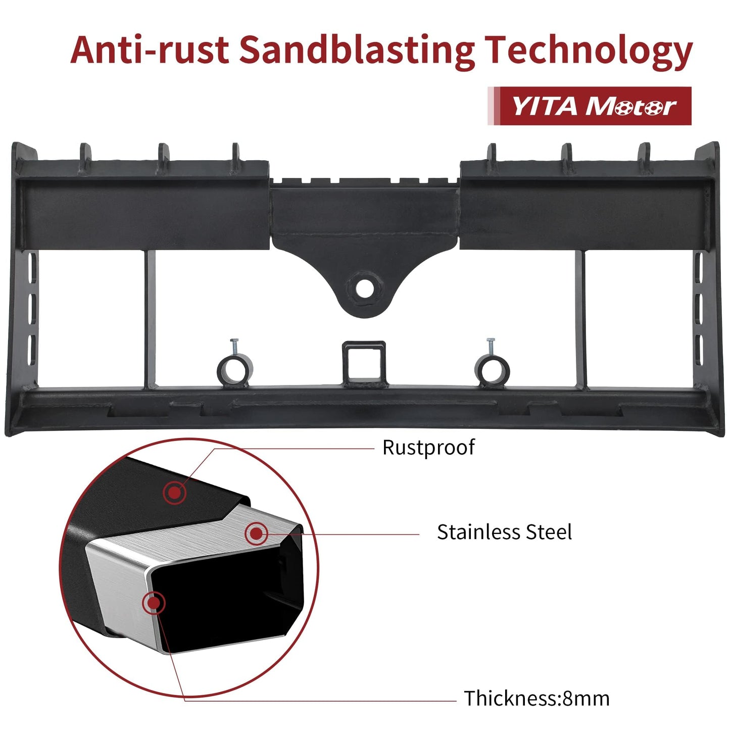 YITAMOTOR 45" Pallet Forks Frame Attachment with 48" Pallet Forks Forklift Blades, 4000 lbs Capacity with 2 Inch Receiver Hitch & Spear Sleeves for Kubota Bobcat Skid Steer Loaders Tractors