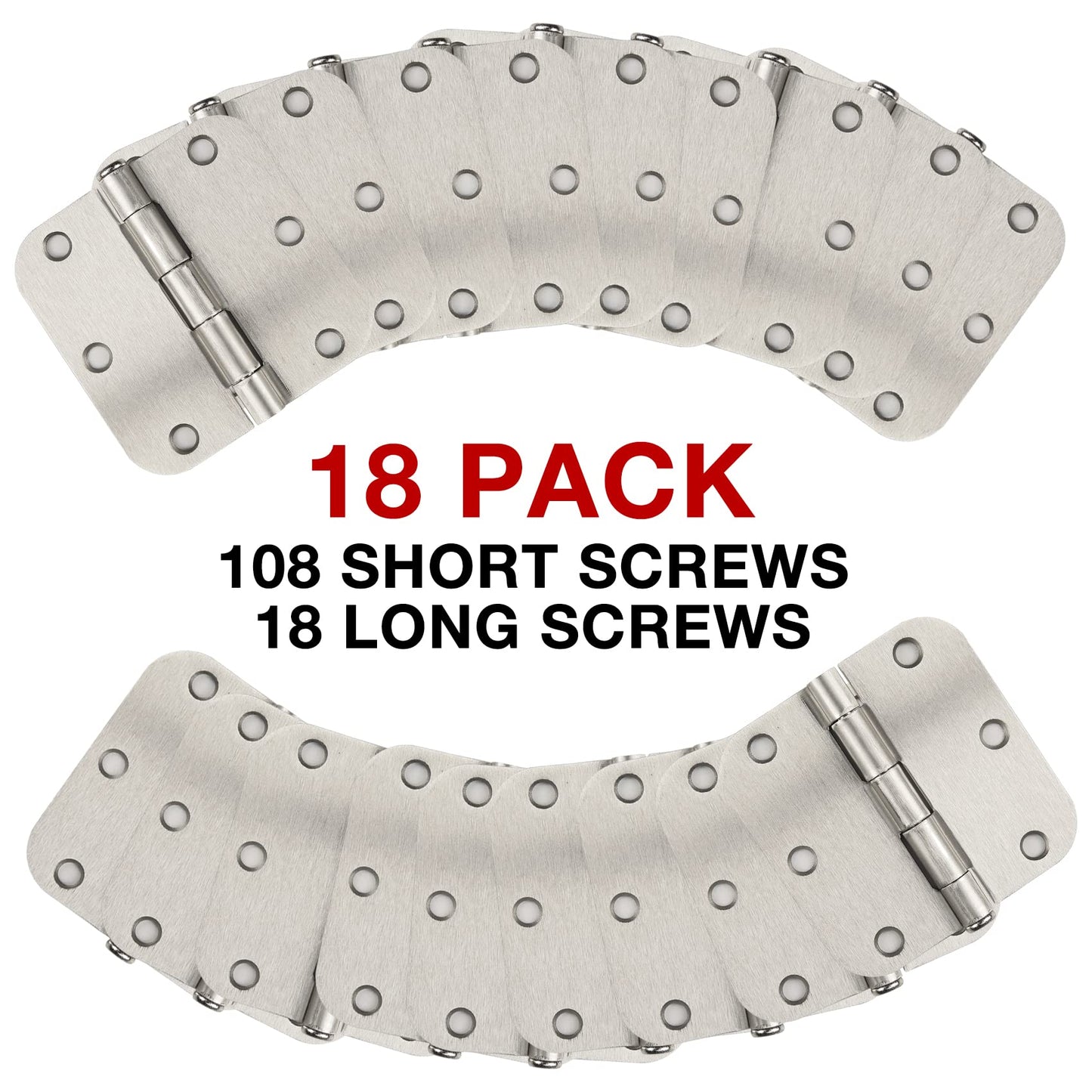 Door Hinge 3 1/2" 18 Pack Rounded Door Hinges Satin/Brushed Nickel 3.5" x 3.5 Inch Hinges for Doors Interior 5/8" Radius Corners Residential Silver Heavy Duty Steel,Reversible Removable Pin Hinge KIW