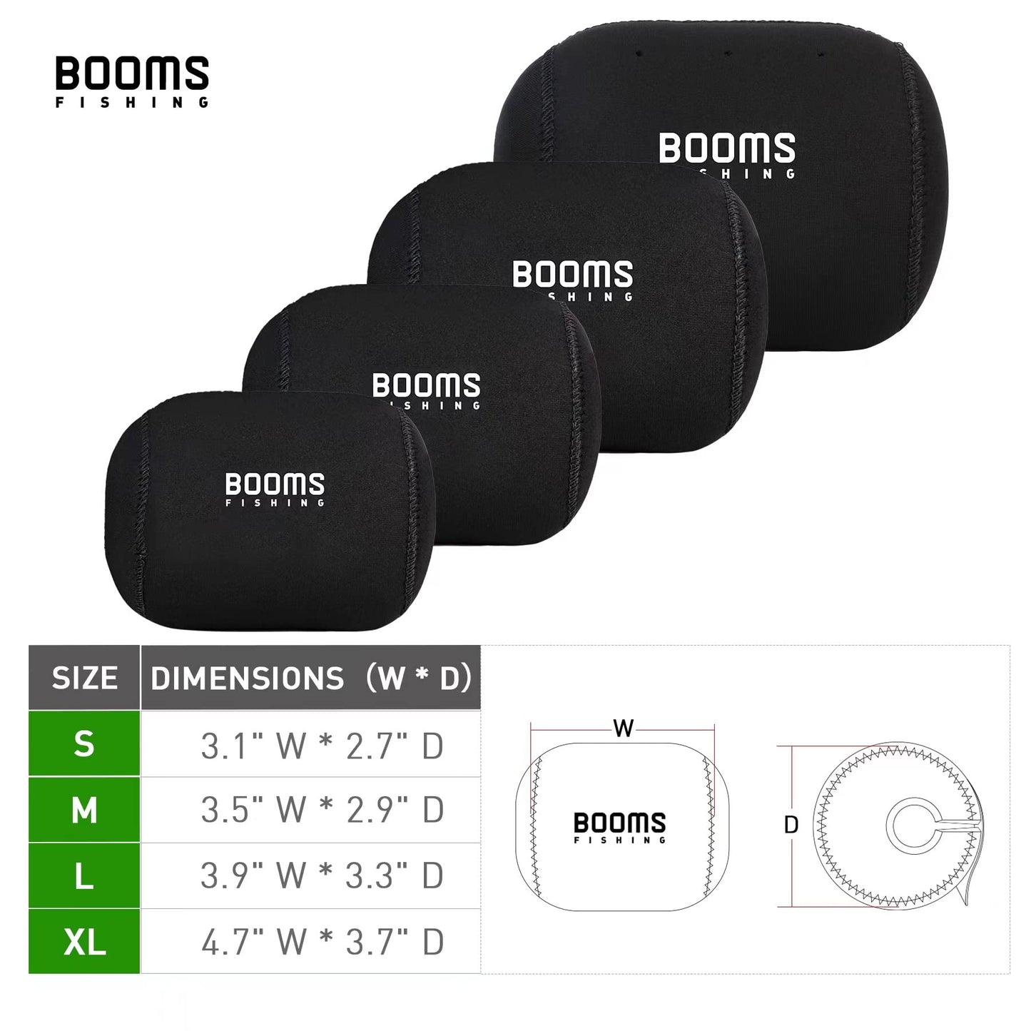 Booms Fishing RC1 Neoprene Reel Cover, Round Baitcasting Reels Cover, Fit for 3.9" W x 3.3" D Reels, Large Size