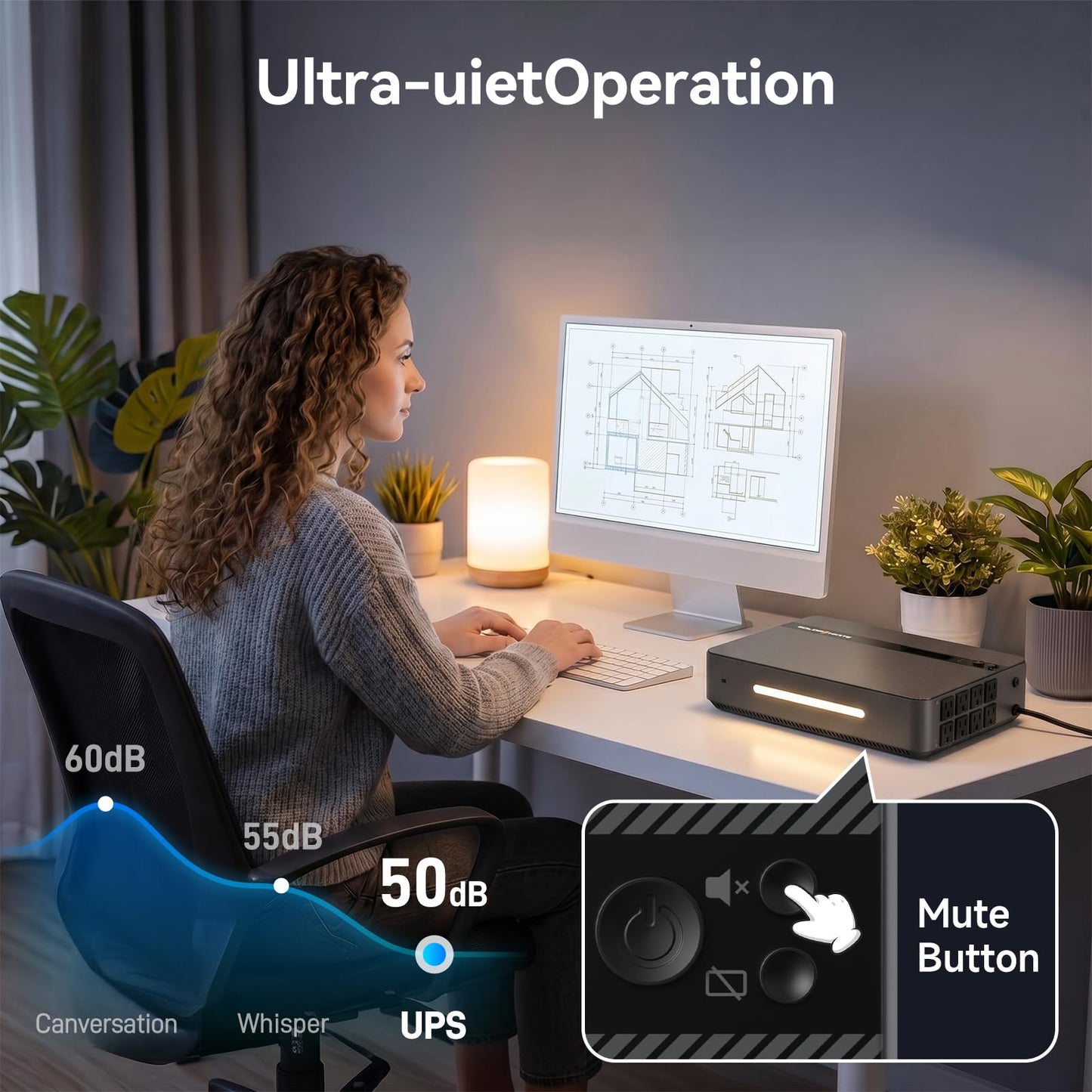 GOLDENMATE 1500VA/1000W Lithium UPS Battery Backup & Surge Protector, LiFePO4 Backup Battery(230Wh), Sinewave UPS with 8 Outlets & 2 USB Ports, Built-in Emergency Light, Wall Mount, LCD Display