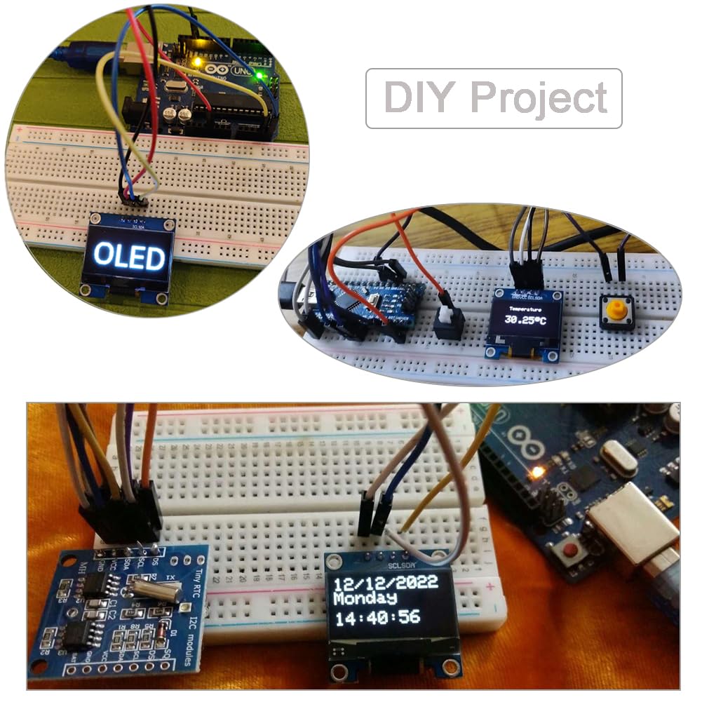 0.96" inch 128x64 1306 3.3V-5V ESP32 ESP8266 (Pack 3) OLED Display Screen Module of SS - D - White for Arduino NodeMCU