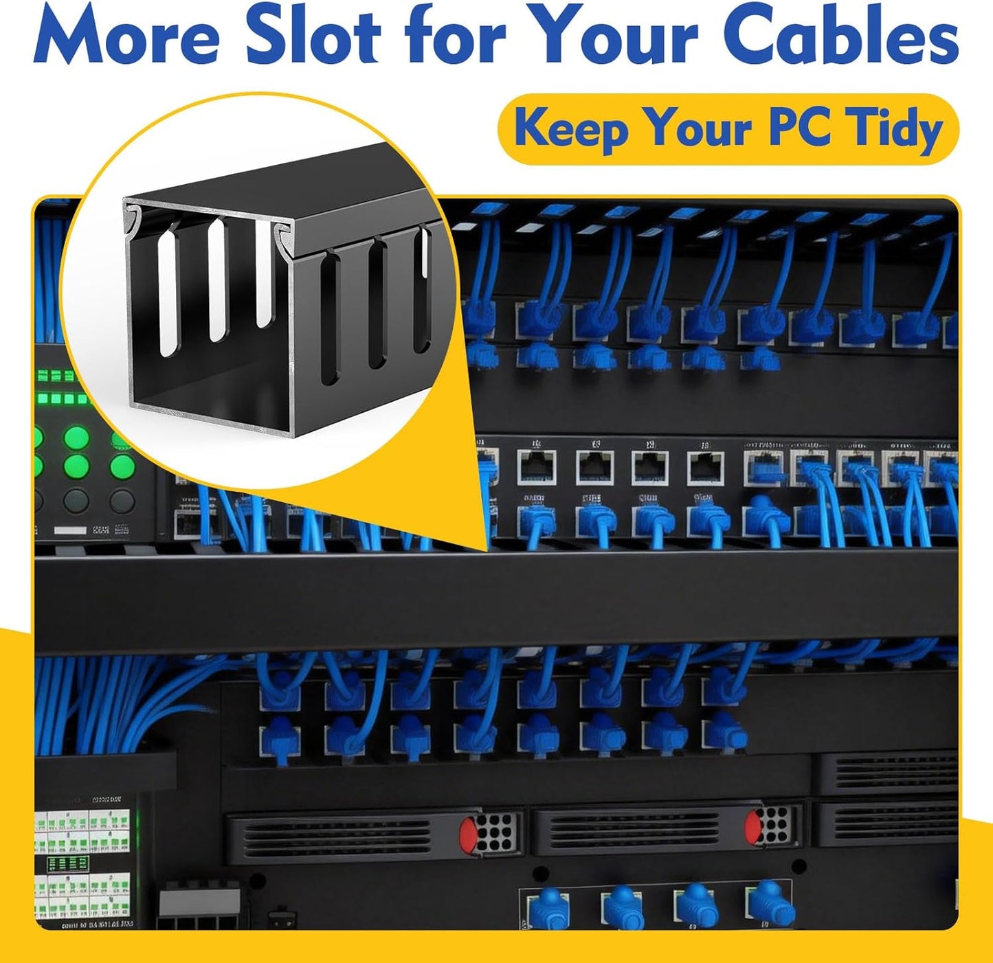 REFLYING 123in 1.57" Hx1.57"W, 15.4''L(8 Open Slot Wiring Raceway Cable Duct, Cable Management Channel Cord Track,Desk