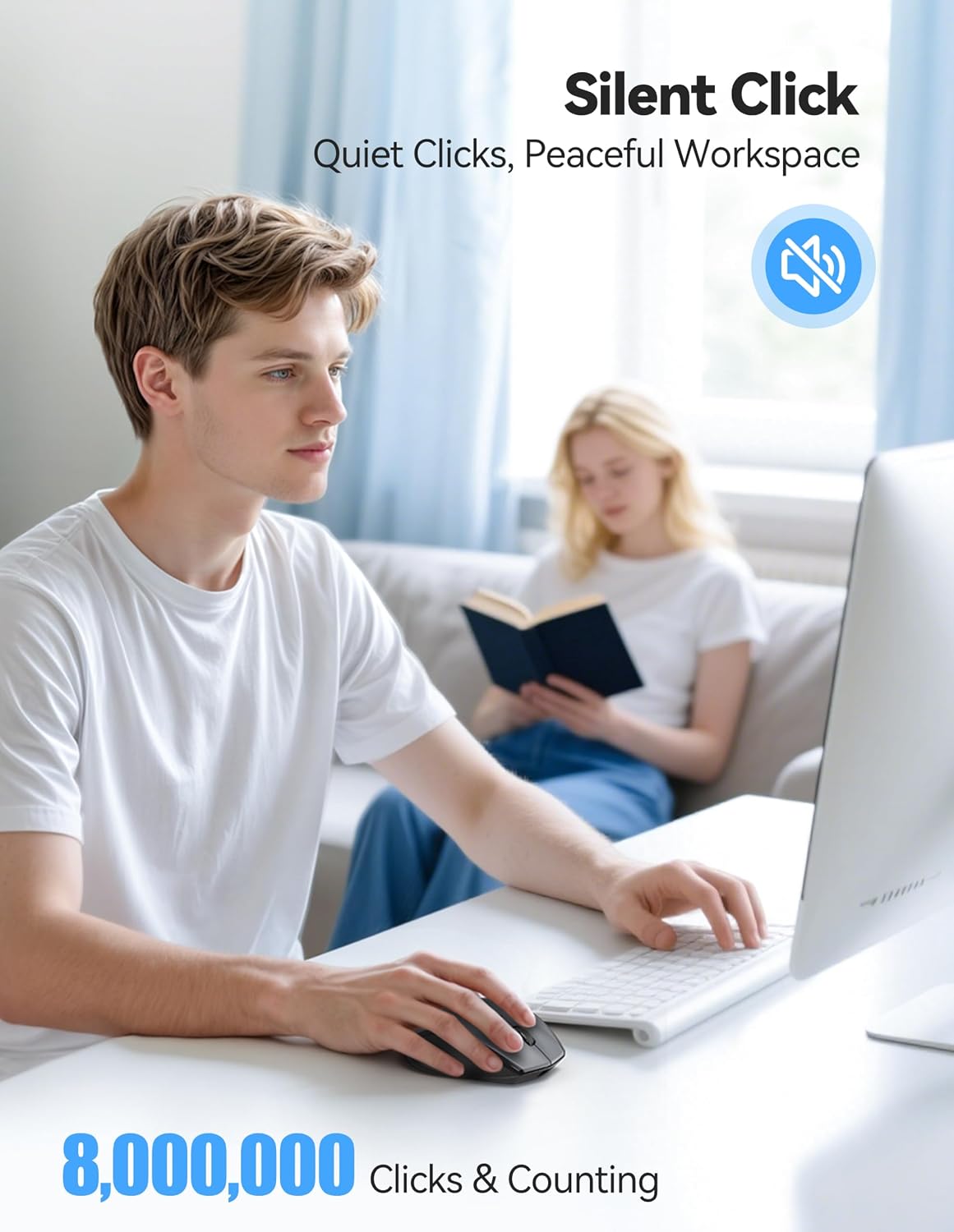TECKNET Computer,2.4G Wireless,6 6400 Wireless Mouse Rechargeable,Mouse for Laptop USB Computer Mice Button DPI