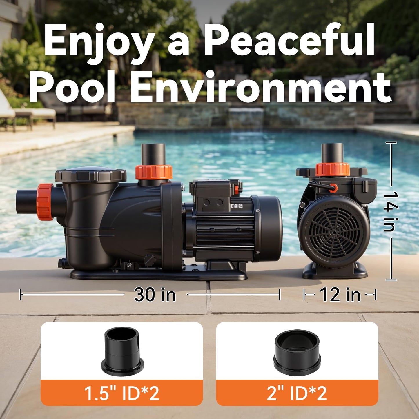 LEO In/Above Ground Pool Pump High Flow Powerful Self Priming Pool Pump,Light Red