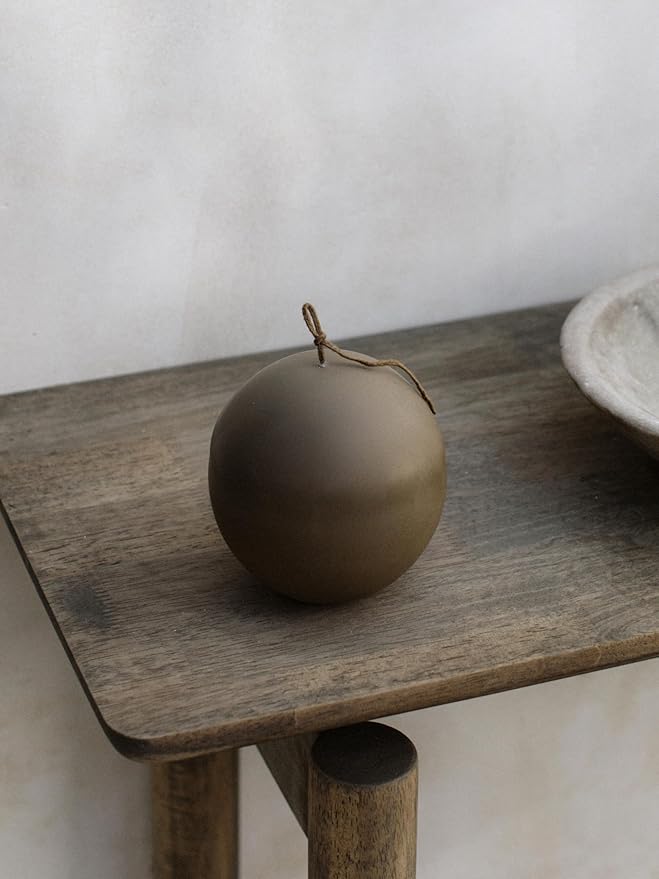 LAWA Imperfect Sphere Candle - Beautiful Handmade Pillar Scented Soy Wax Elegant Aesthetic Candle Housewarming Gift Home Room Shelf Decor Idea (Kobicha, Large)