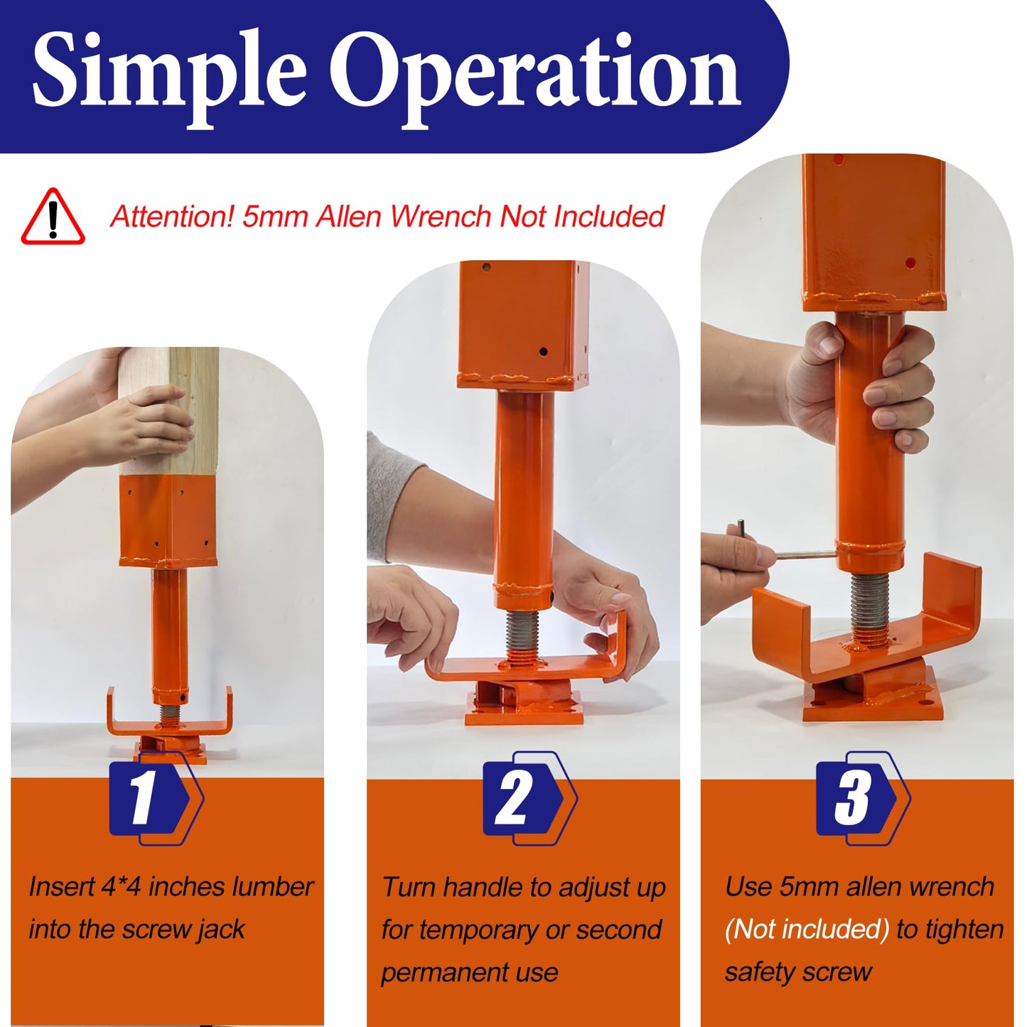 4" x 4" Adjustable Screw Jack Post, 15.5"-21.75" Height Range Shore House Jacks, Basement Floor Jacks for Leveling & Lifting, Structural Support, Joist Stabilization, 32,000 lb Max Load Capacity, 2PC