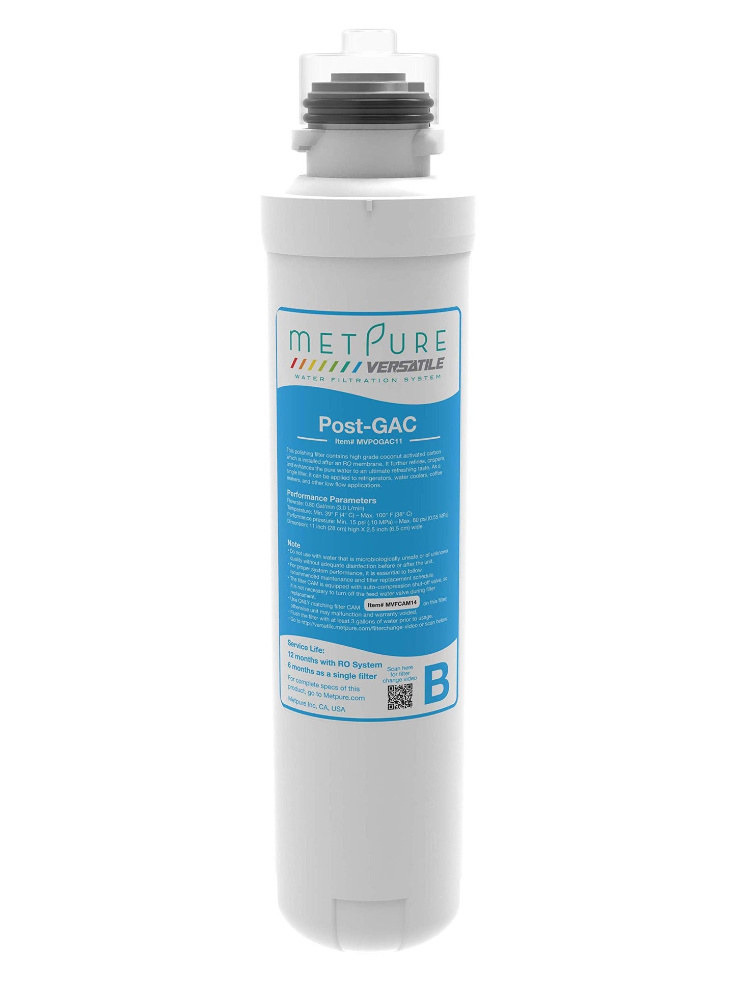Metpure Versatile MV-RBSET Red (R) + Blue (B) Quick Twist Filter Set Replacement Cartridge Bundle (1 x Sediment, 1 x Post GAC Filter)