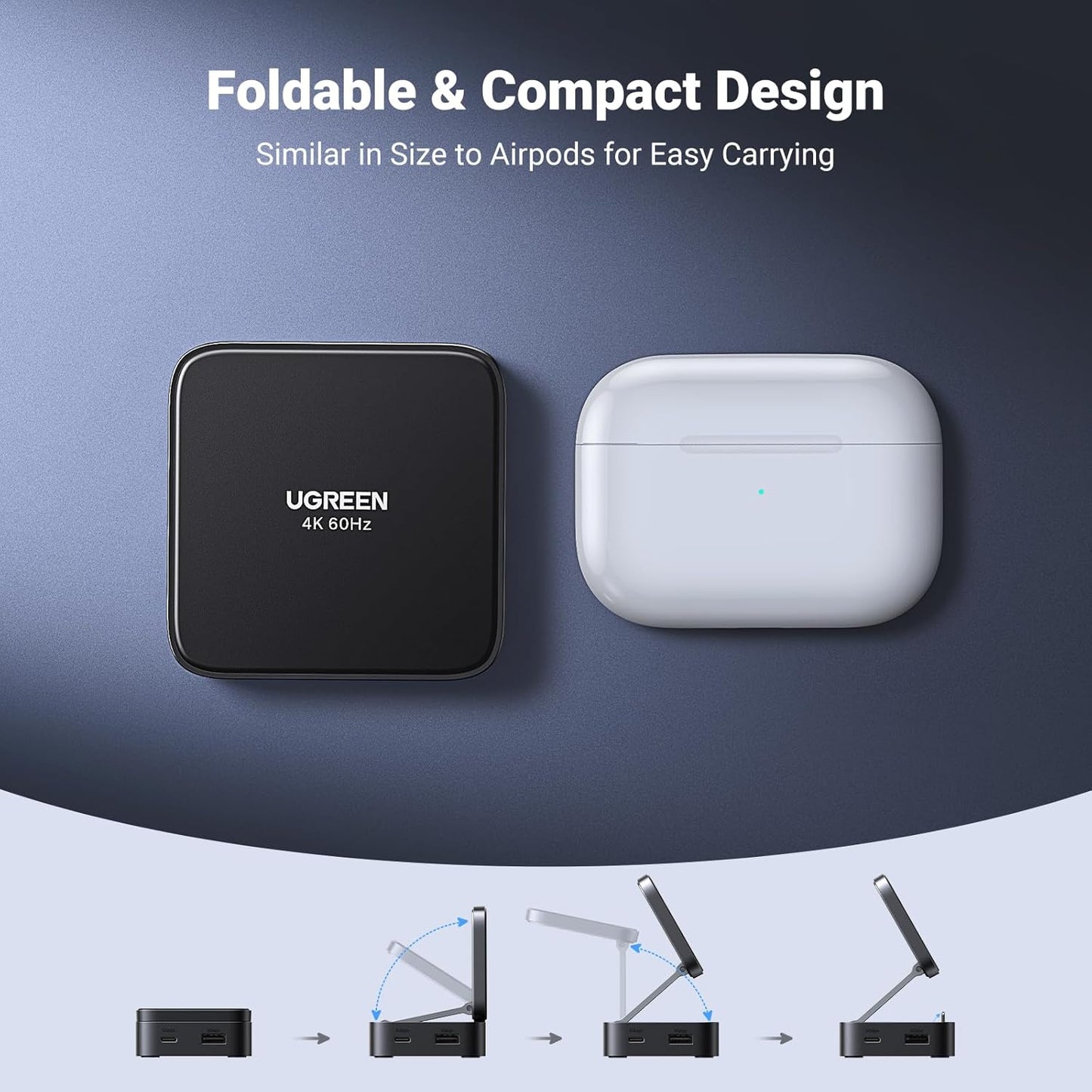 UGREEN 4-in-1 4K@60Hz, 100W 17/16/15 S25 USB C Hub, Magnetic Adapter PD Charging, USB-A and USB-C Data Ports, Foldable
