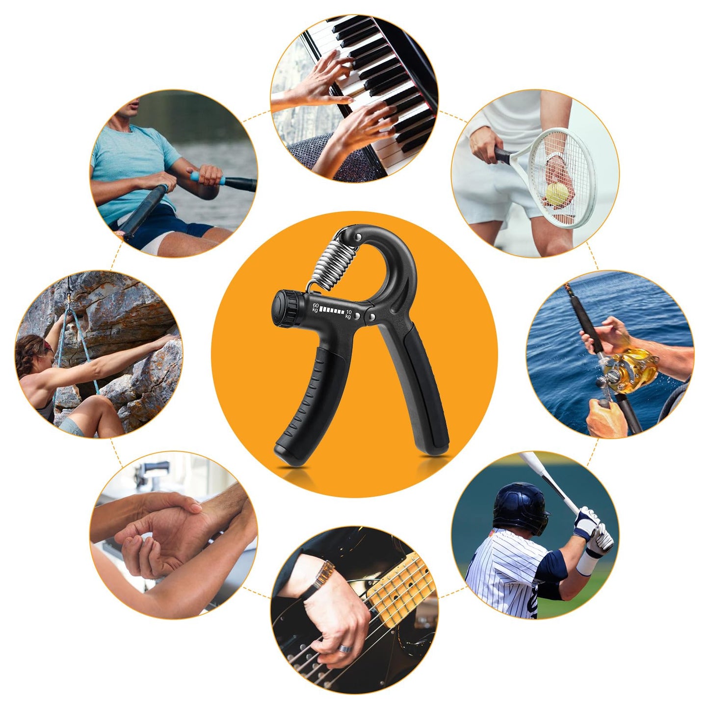 NIYIKOW 2 Pack Grip Strength Trainer, Hand Grip Strengthener, Adjustable Resistance 22-132Lbs (10-60kg), Forearm Strengthener, Perfect for Musicians Athletes - Carbon Black