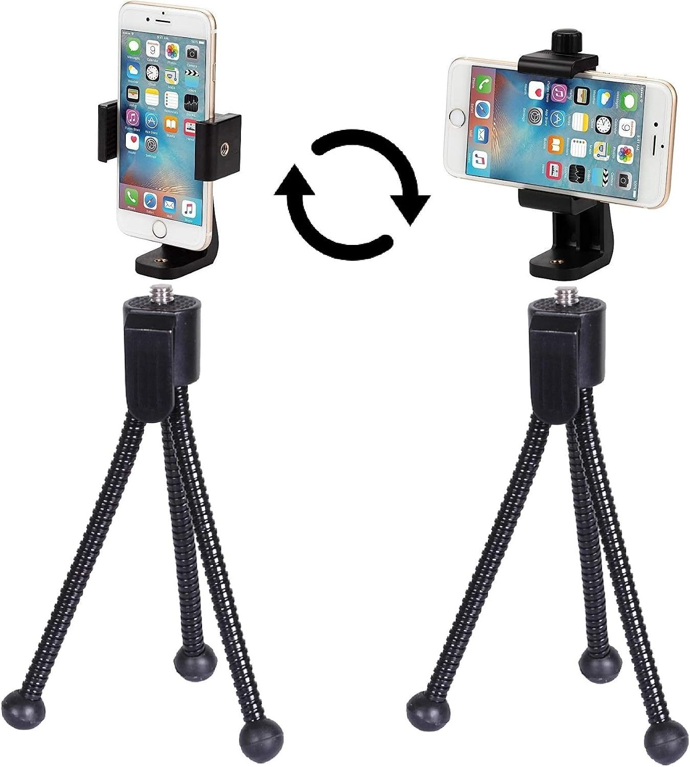 Alphx Innovations Alphx Tripod Phone Adapter with Adjustable Clamp, Vertical and Horizontal Holder to Mount Cell Phones