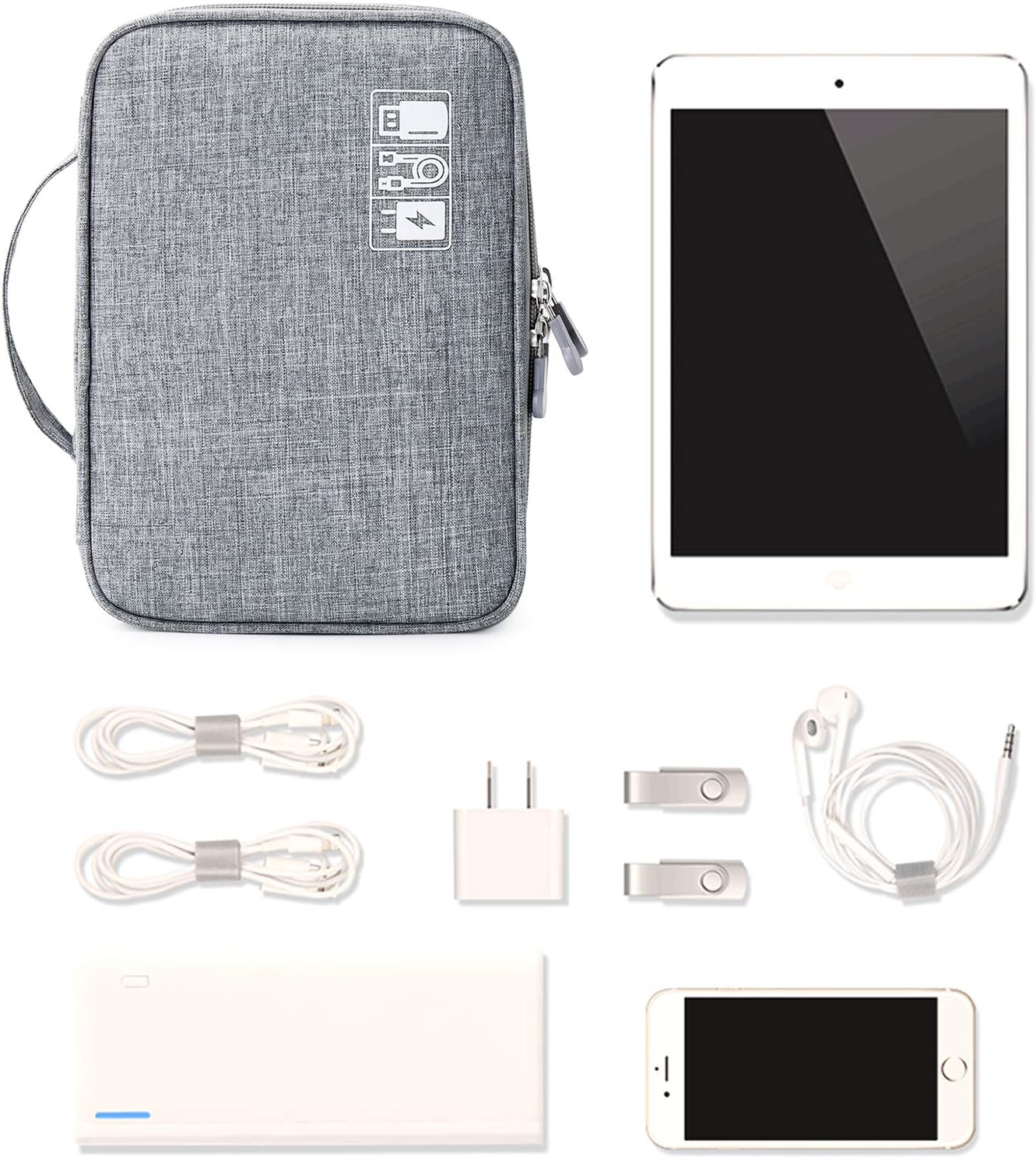 mygreen Electronics Organizer, Electronic Accessories Double Layer Travel Cable Organizer Cord Storage Bag for Cables