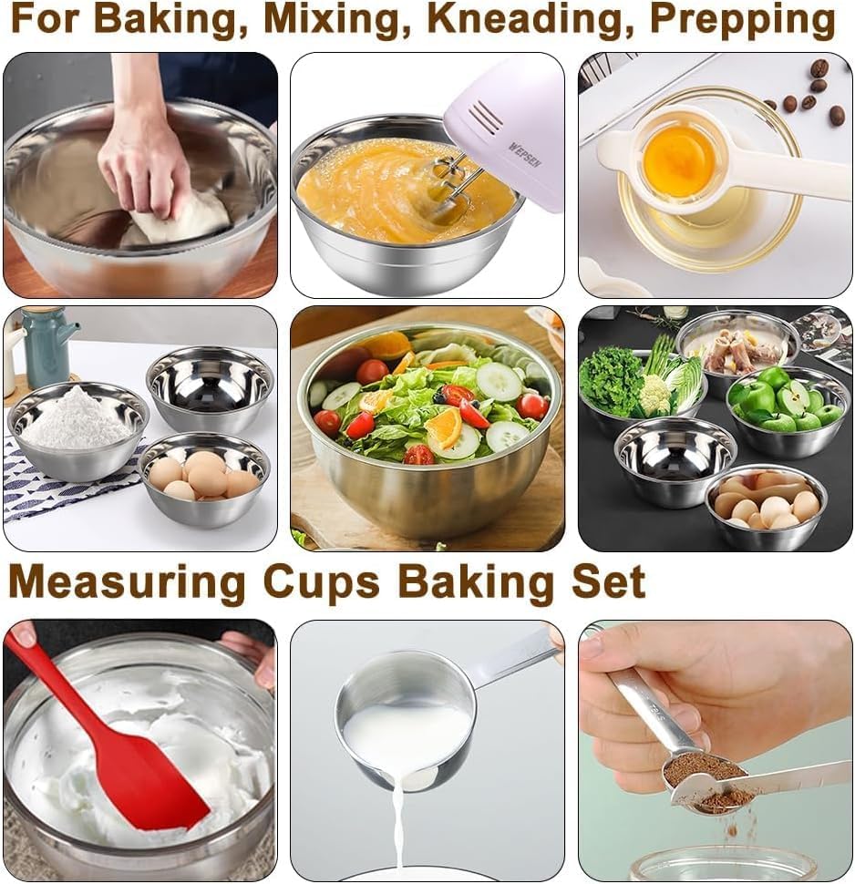 Skiennix 5-Speed Electric Hand Mixer - Includes 4 Large Mixing Bowls & Stainless Steel Whisks | Perfect for Baking
