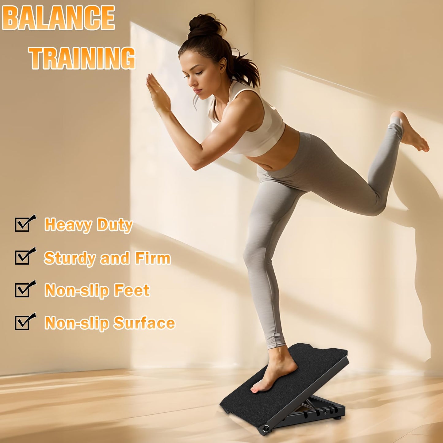 Naitesen Metal Slant Board Calf Stretcher for Squat, Pilates Stretching Equipment, 600lbs Weight Capacity Adjustable Incline Balance Board for Relieving Plantar Fasciitis Achilles Tendonitis Muscle Injuries Home Gym or Commercial