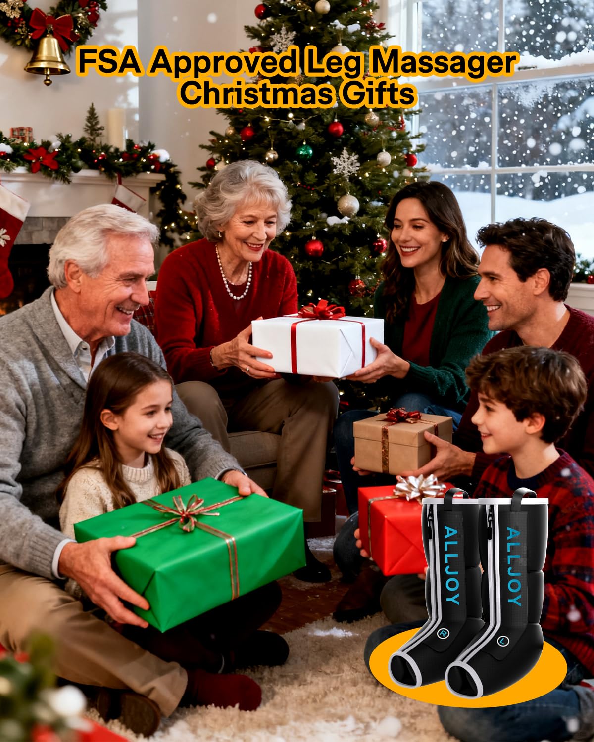 ALLJOY Father-s Day Gift-s for Dad Men, Leg Massager with Heat and Compression, Sequential Leg Compression Massager Boots w/ 2 Heat 4 Mode 4 Intensity, Leg Massager for Circulation and Pain Relief FSA